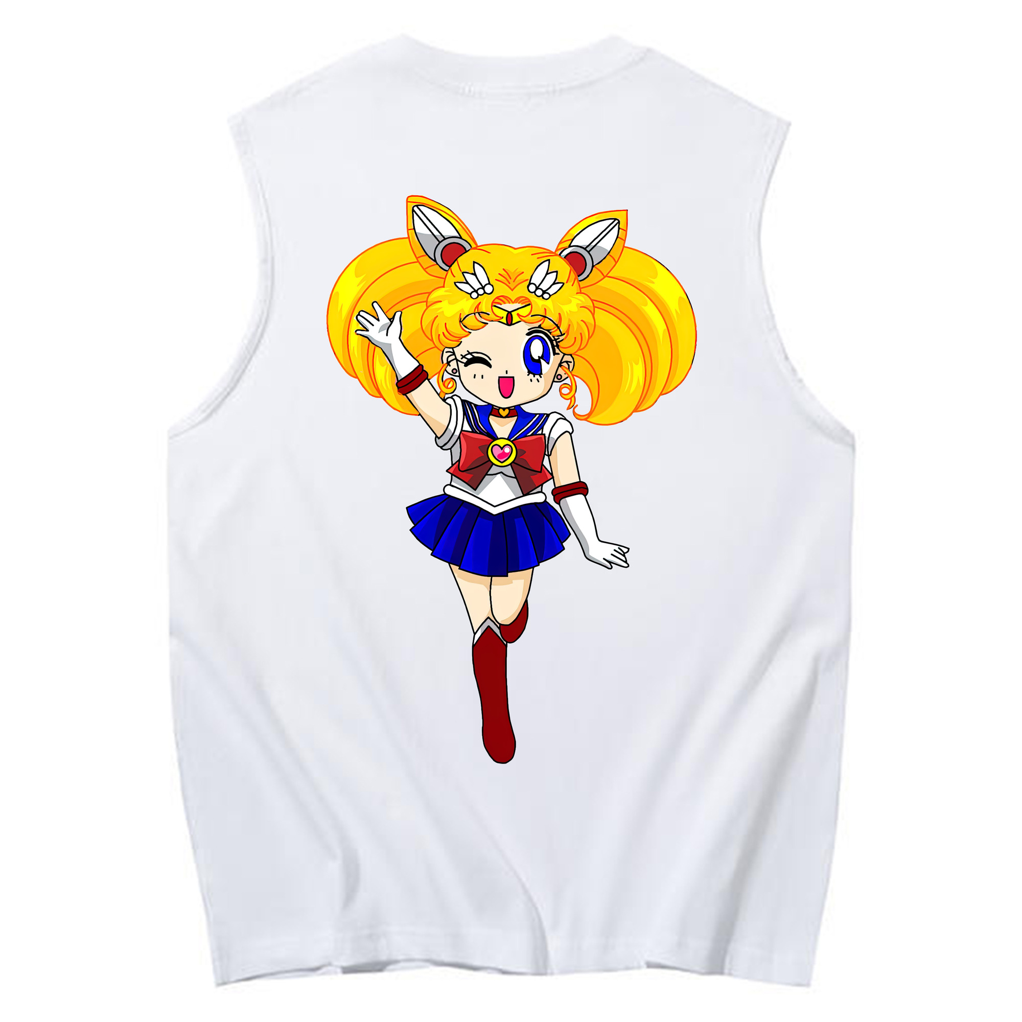 （画像用） 美少女戦士セーラームーン 月野 うさぎ つきの うさぎ Sailor Moon Tsukino Usagi コットン100％タンクトップ（背面プリント）