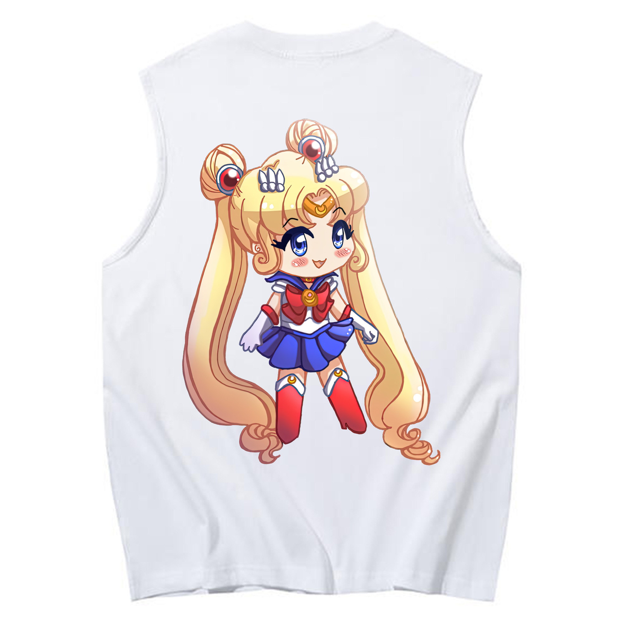 （画像用） 美少女戦士セーラームーン 月野 うさぎ つきの うさぎ Sailor Moon Tsukino Usagi コットン100％タンクトップ（背面プリント）