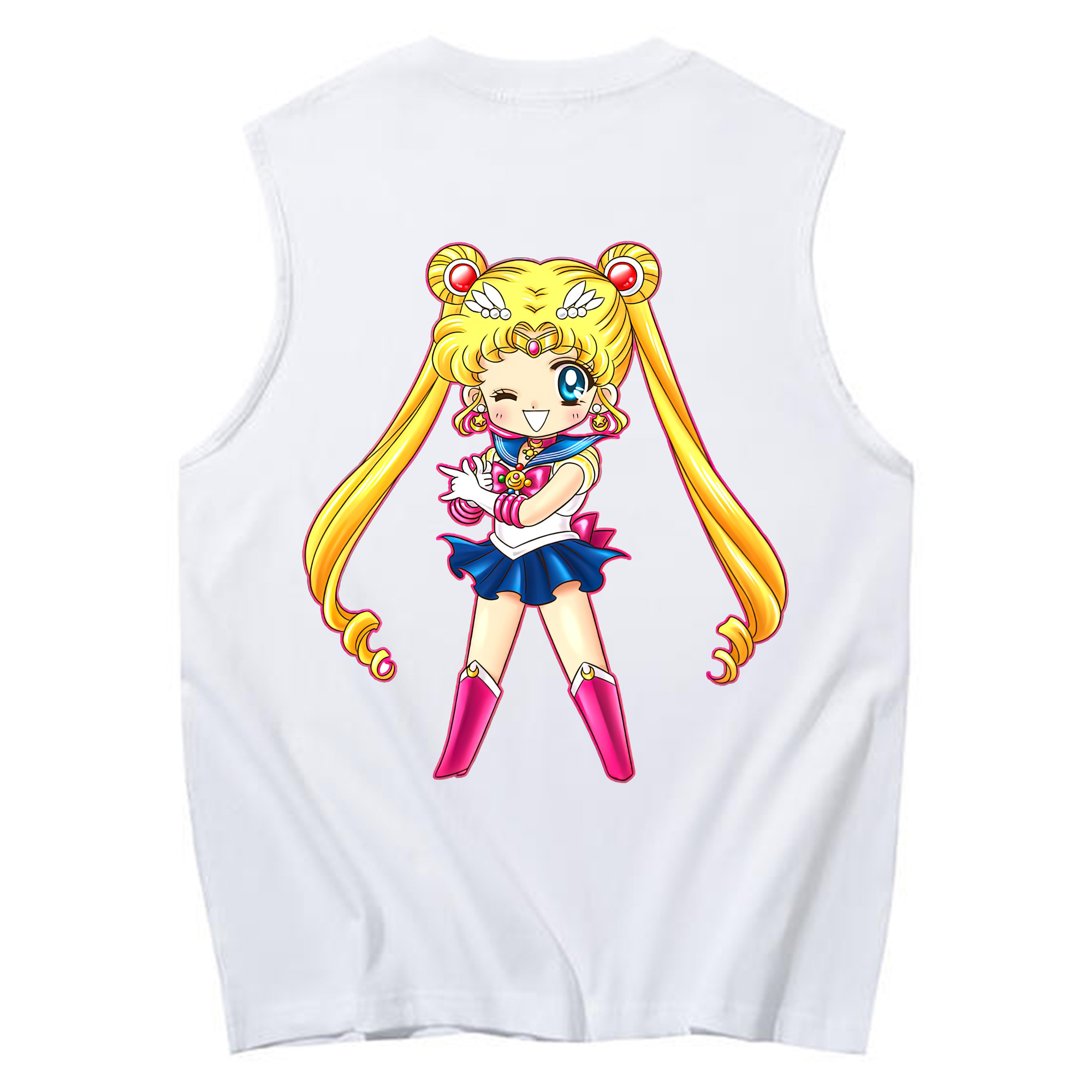 （画像用） 美少女戦士セーラームーン 月野 うさぎ つきの うさぎ Sailor Moon Tsukino Usagi コットン100％タンクトップ（背面プリント）