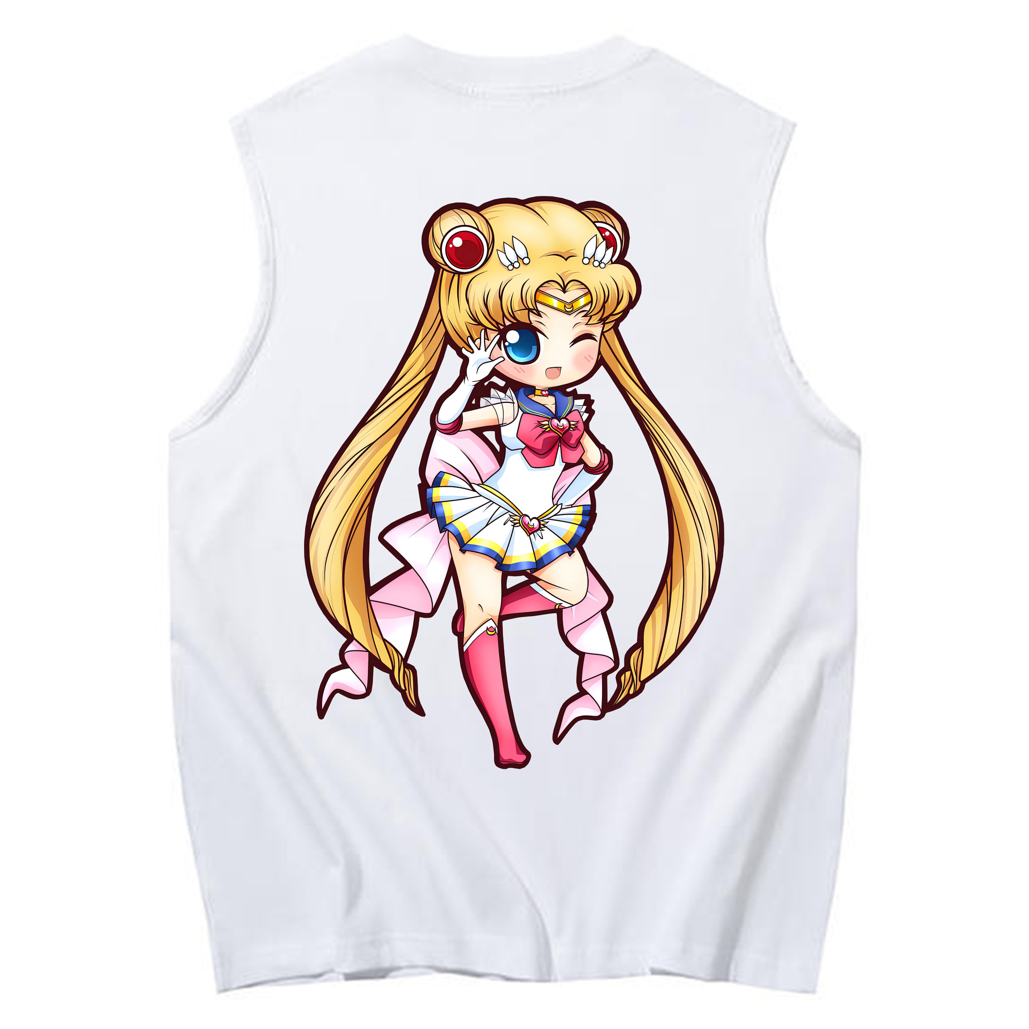 （画像用） 美少女戦士セーラームーン 月野 うさぎ つきの うさぎ Sailor Moon Tsukino Usagi コットン100％タンクトップ（背面プリント）