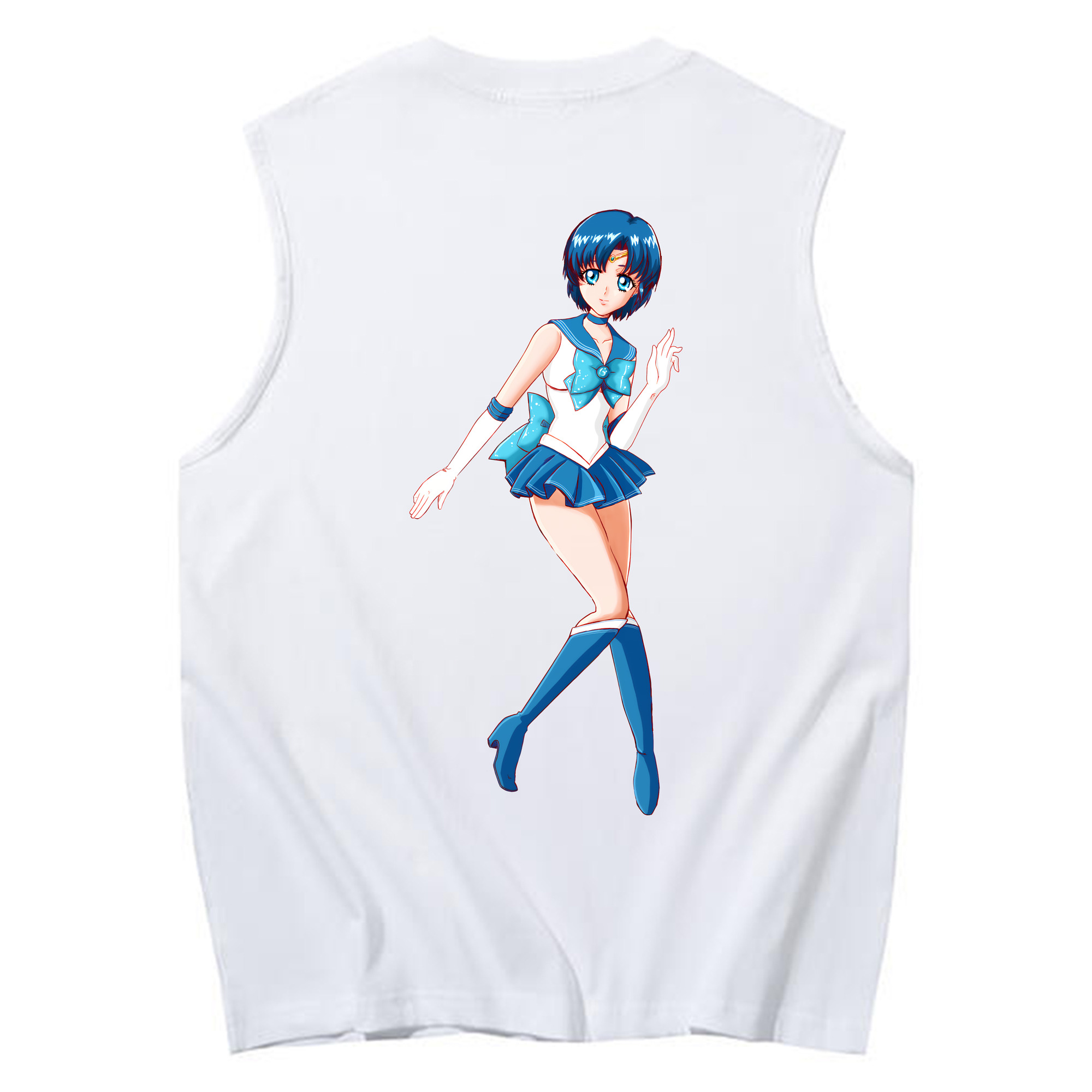 （画像用） 美少女戦士セーラームーン 水野 亜美 みずの あみ Sailor Moon Mizuno Ami コットン100％タンクトップ（背面プリント）