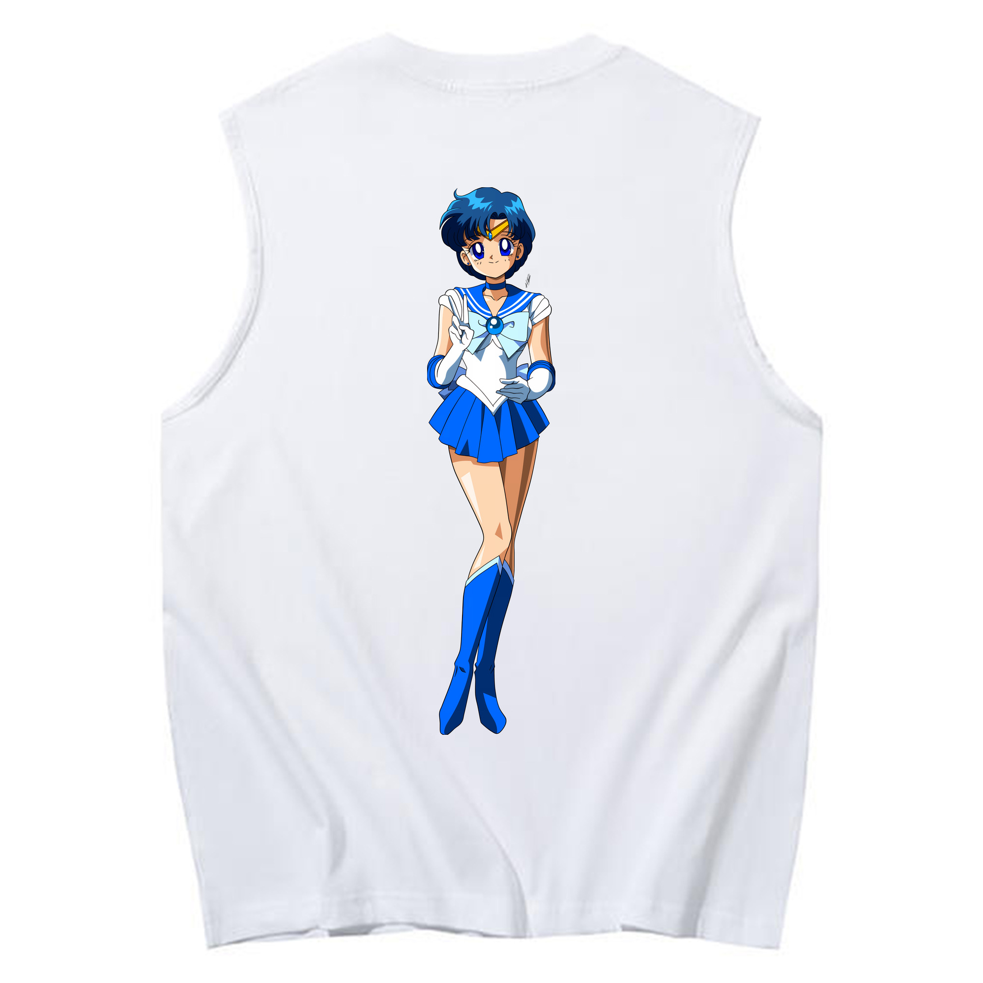 （画像用） 美少女戦士セーラームーン 水野 亜美 みずの あみ Sailor Moon Mizuno Ami コットン100％タンクトップ（背面プリント）