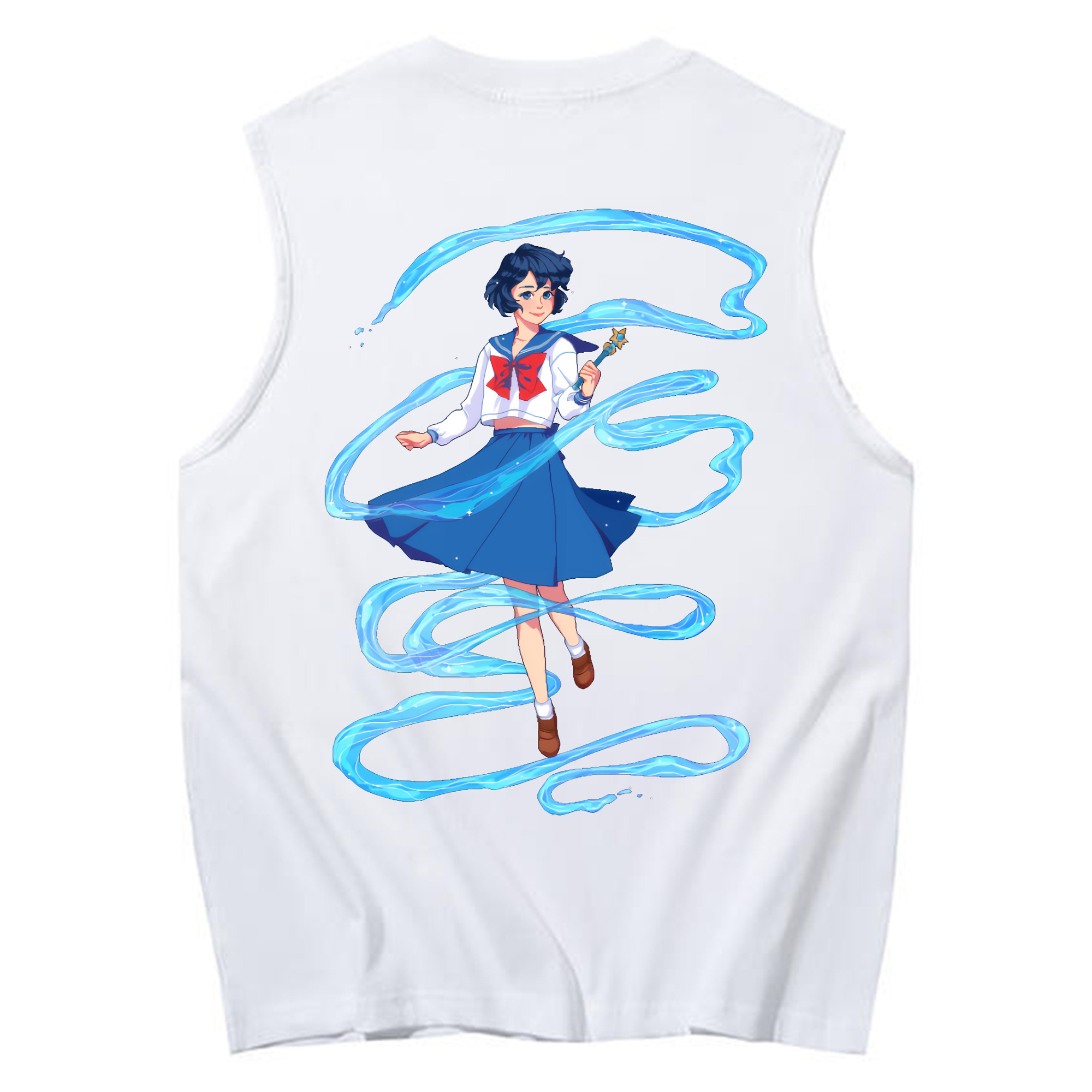 （画像用） 美少女戦士セーラームーン 水野 亜美 みずの あみ Sailor Moon Mizuno Ami コットン100％タンクトップ（背面プリント）