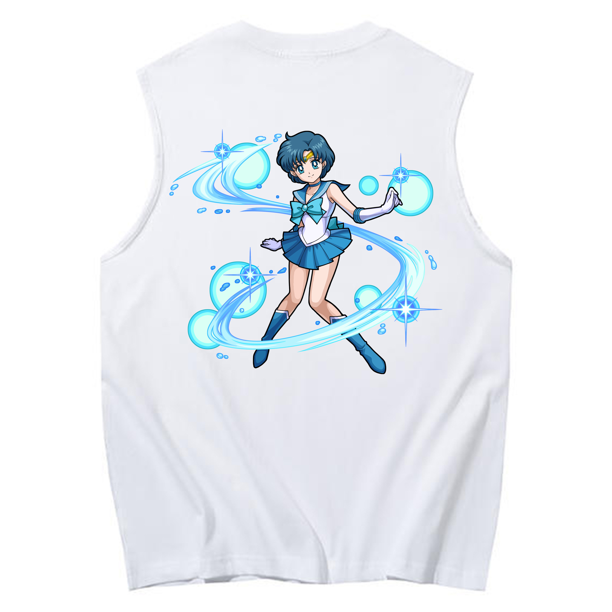 （画像用） 美少女戦士セーラームーン 水野 亜美 みずの あみ Sailor Moon Mizuno Ami コットン100％タンクトップ（背面プリント）