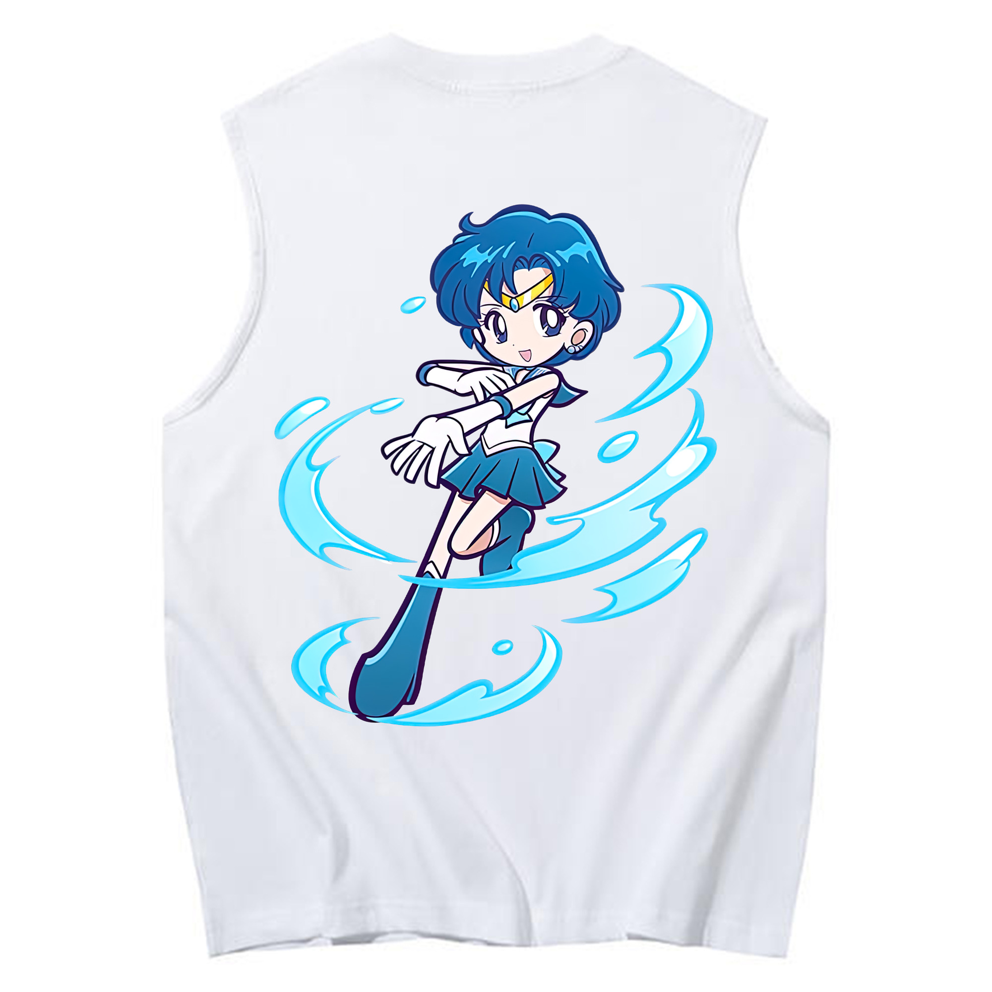 （画像用） 美少女戦士セーラームーン 水野 亜美 みずの あみ Sailor Moon Mizuno Ami コットン100％タンクトップ（背面プリント）