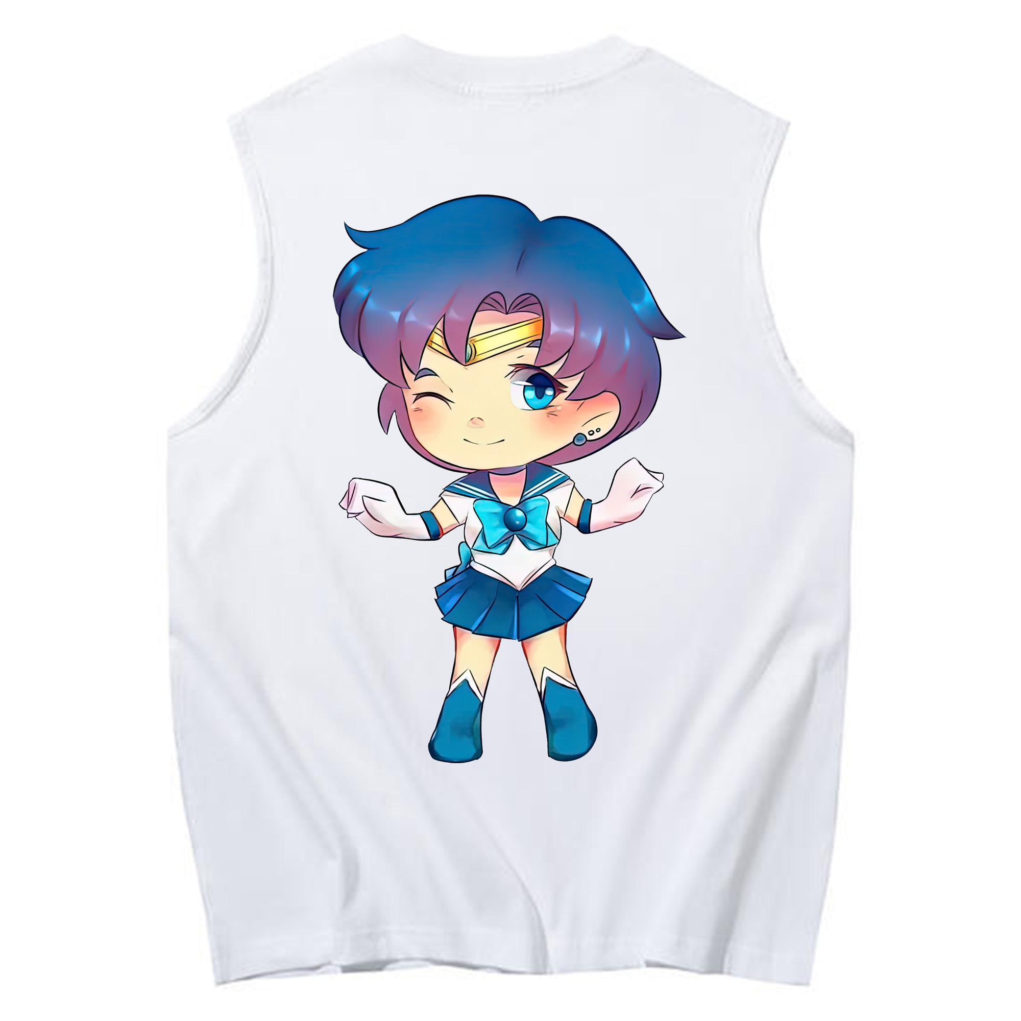 （画像用） 美少女戦士セーラームーン 水野 亜美 みずの あみ Sailor Moon Mizuno Ami コットン100％タンクトップ（背面プリント）