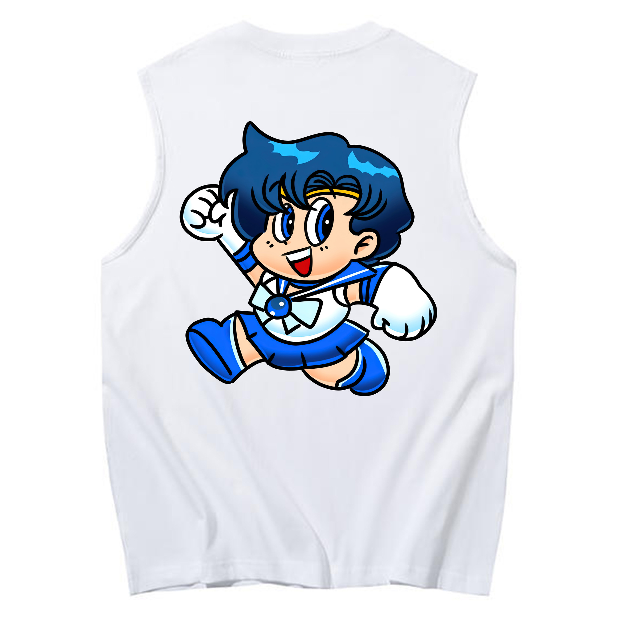 （画像用） 美少女戦士セーラームーン 水野 亜美 みずの あみ Sailor Moon Mizuno Ami コットン100％タンクトップ（背面プリント）