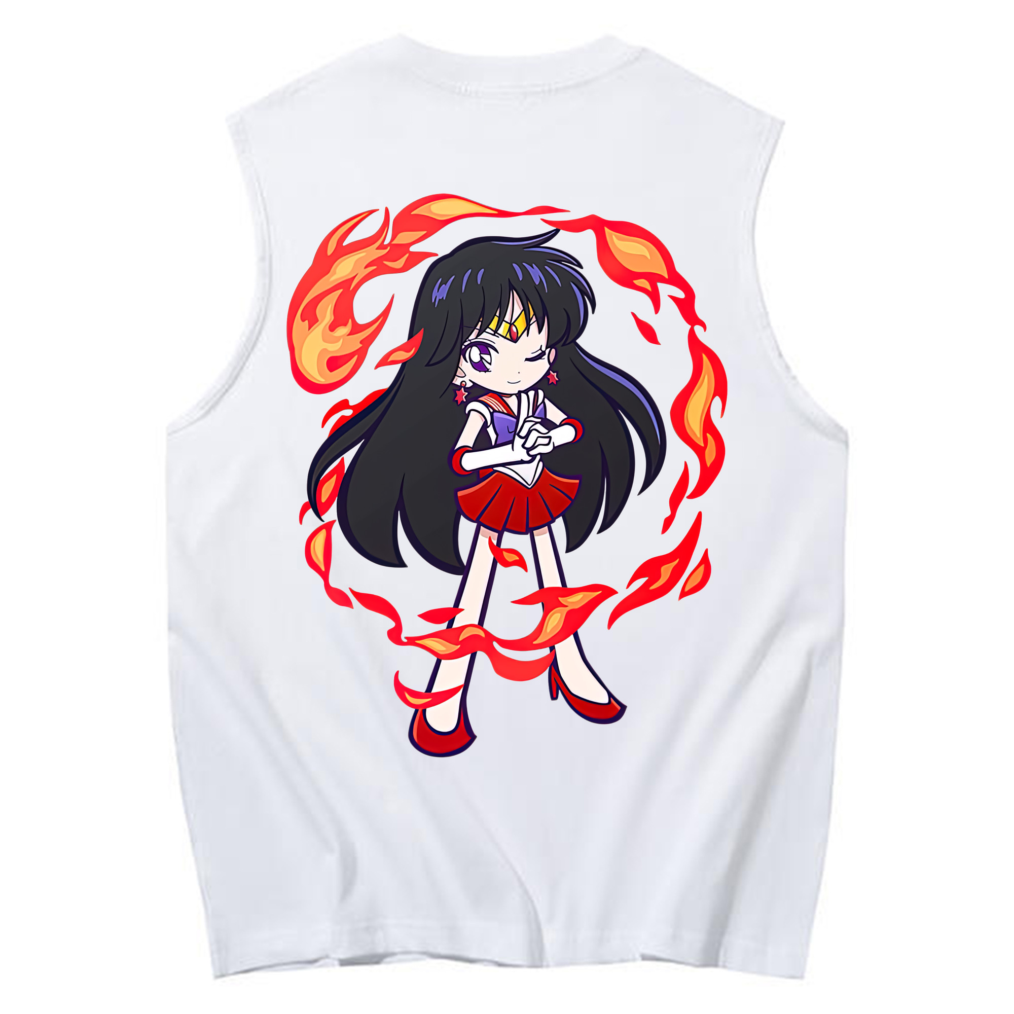 （画像用） 美少女戦士セーラームーン 火野レイ ひの レイ Sailor Moon Hino Rei （セーラーマーズ,Sailor Mars） コットン100％タンクトップ（背面プリント）