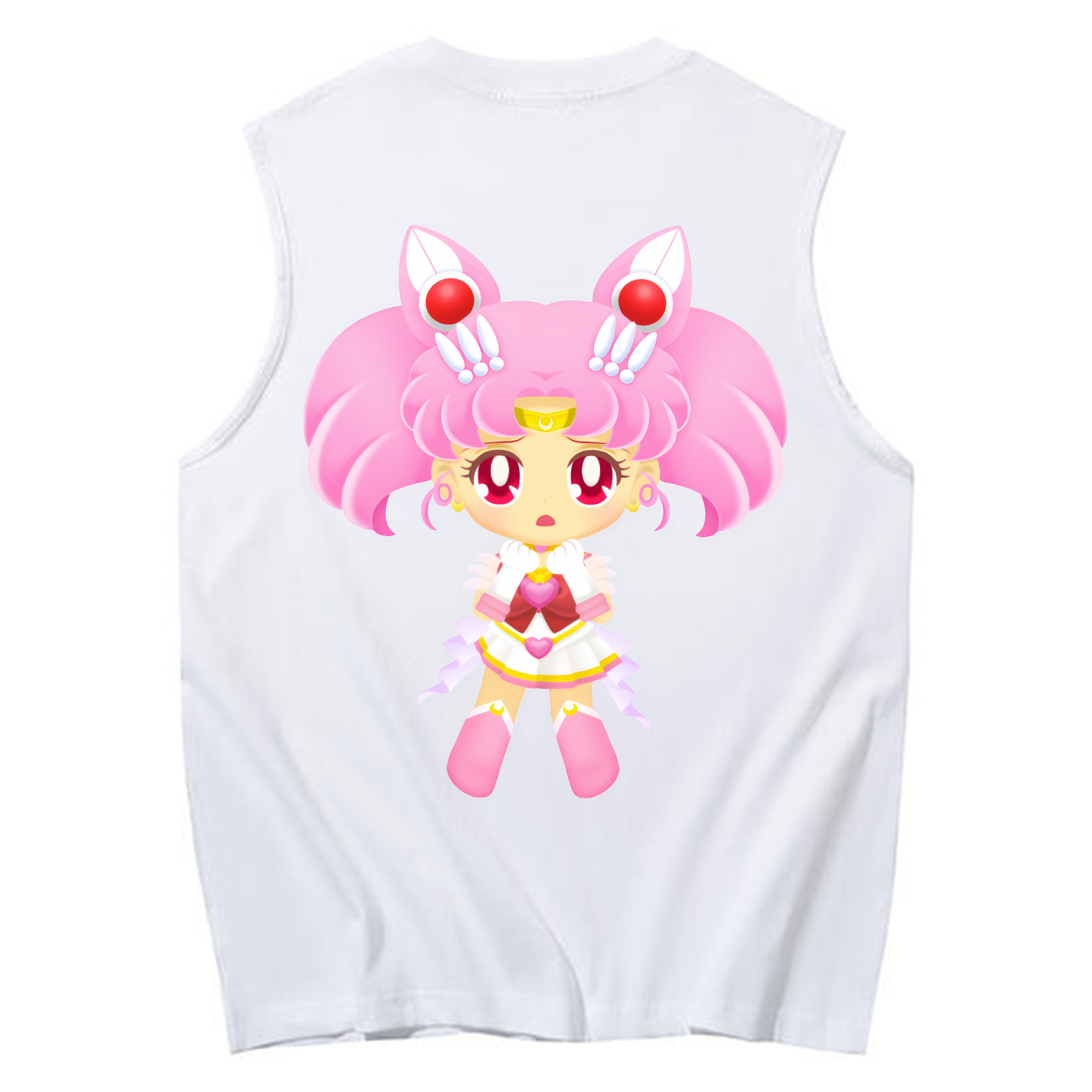 （画像用） 美少女戦士セーラームーン ちびうさ Sailor Moon Chibiusa Tsukino Usagi Small Lady Serenity コットン100％タンクトップ（背面プリント）