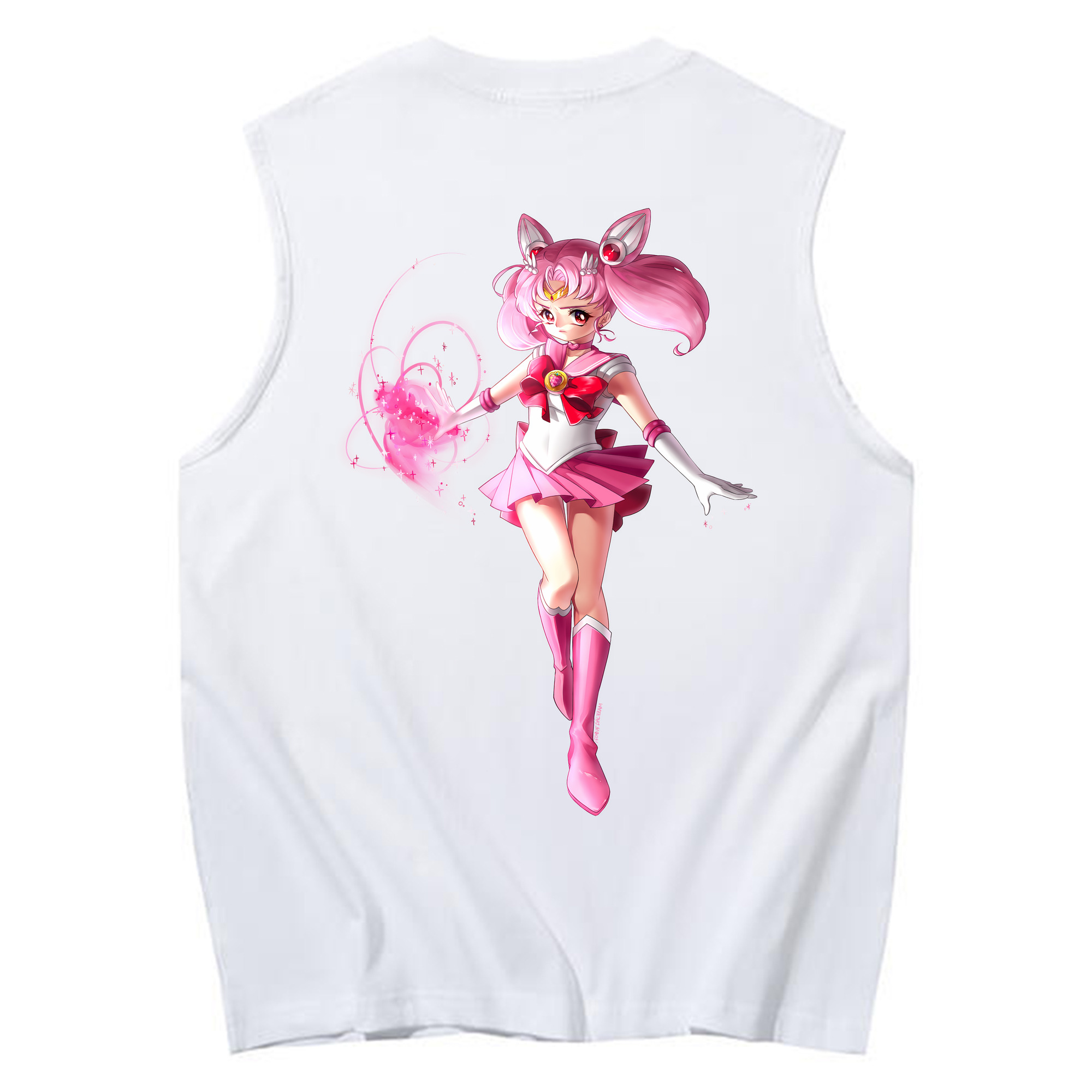 （画像用） 美少女戦士セーラームーン ちびうさ Sailor Moon Chibiusa Tsukino Usagi Small Lady Serenity コットン100％タンクトップ（背面プリント）