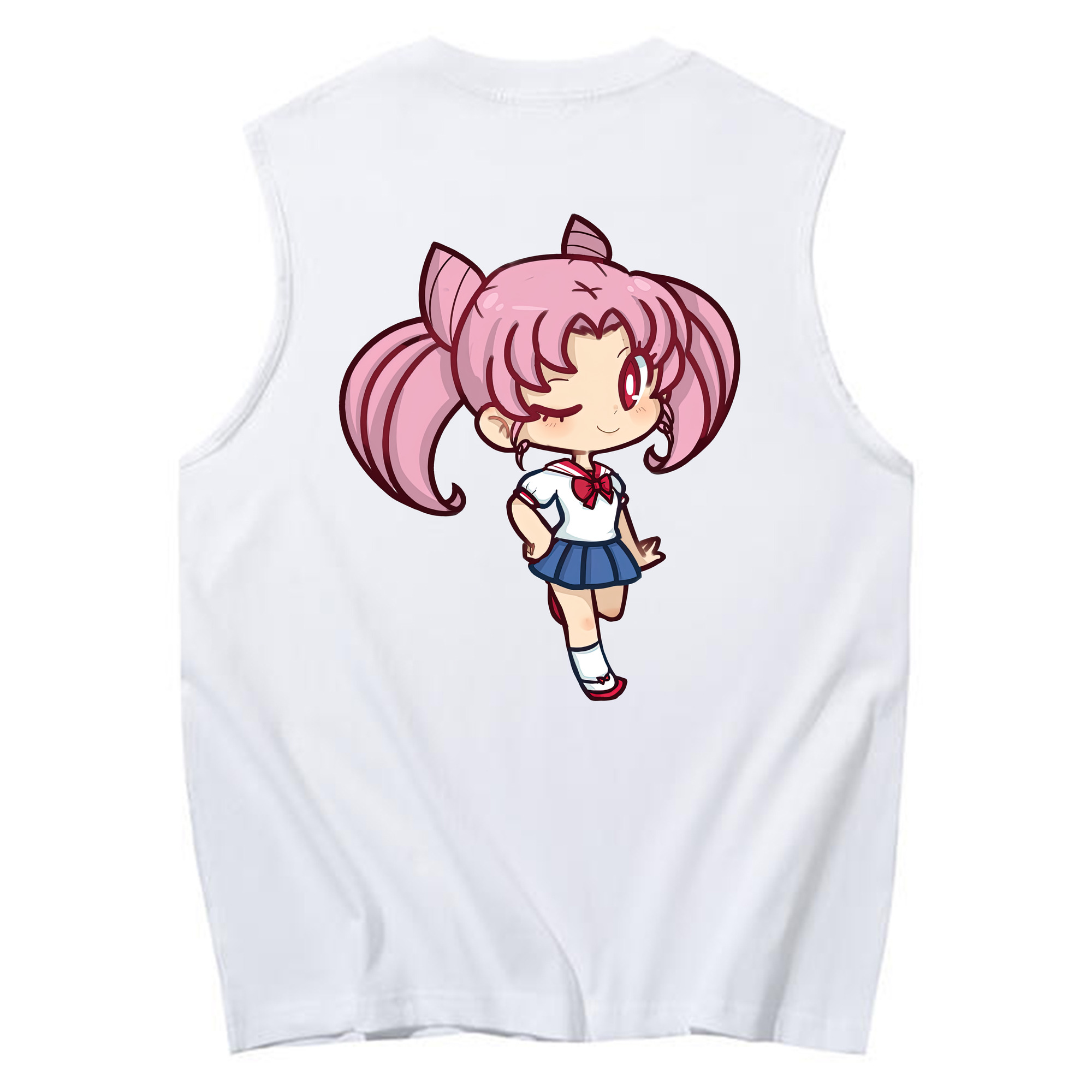 （画像用） 美少女戦士セーラームーン ちびうさ Sailor Moon Chibiusa Tsukino Usagi Small Lady Serenity コットン100％タンクトップ（背面プリント）