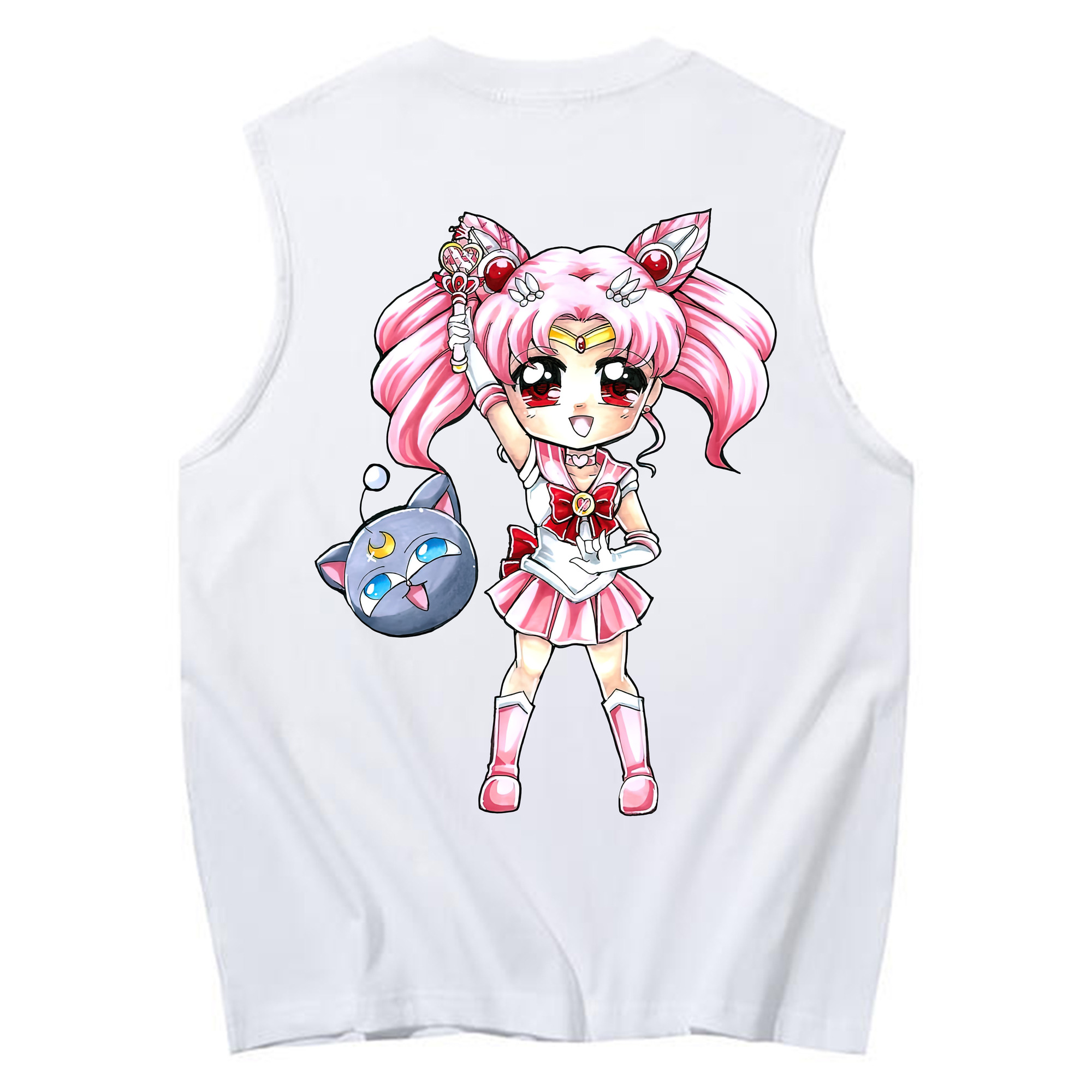 （画像用） 美少女戦士セーラームーン ちびうさ Sailor Moon Chibiusa Tsukino Usagi Small Lady Serenity コットン100％タンクトップ（背面プリント）