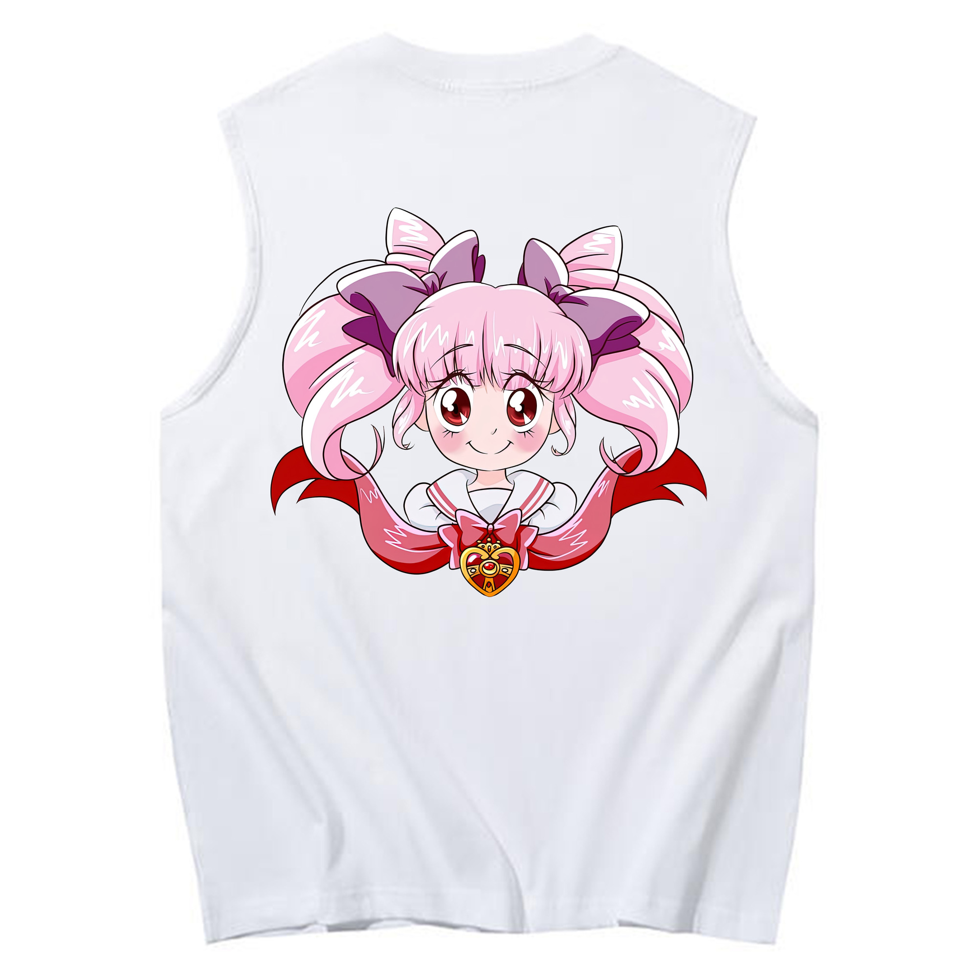 （画像用） 美少女戦士セーラームーン ちびうさ Sailor Moon Chibiusa Tsukino Usagi Small Lady Serenity コットン100％タンクトップ（背面プリント）