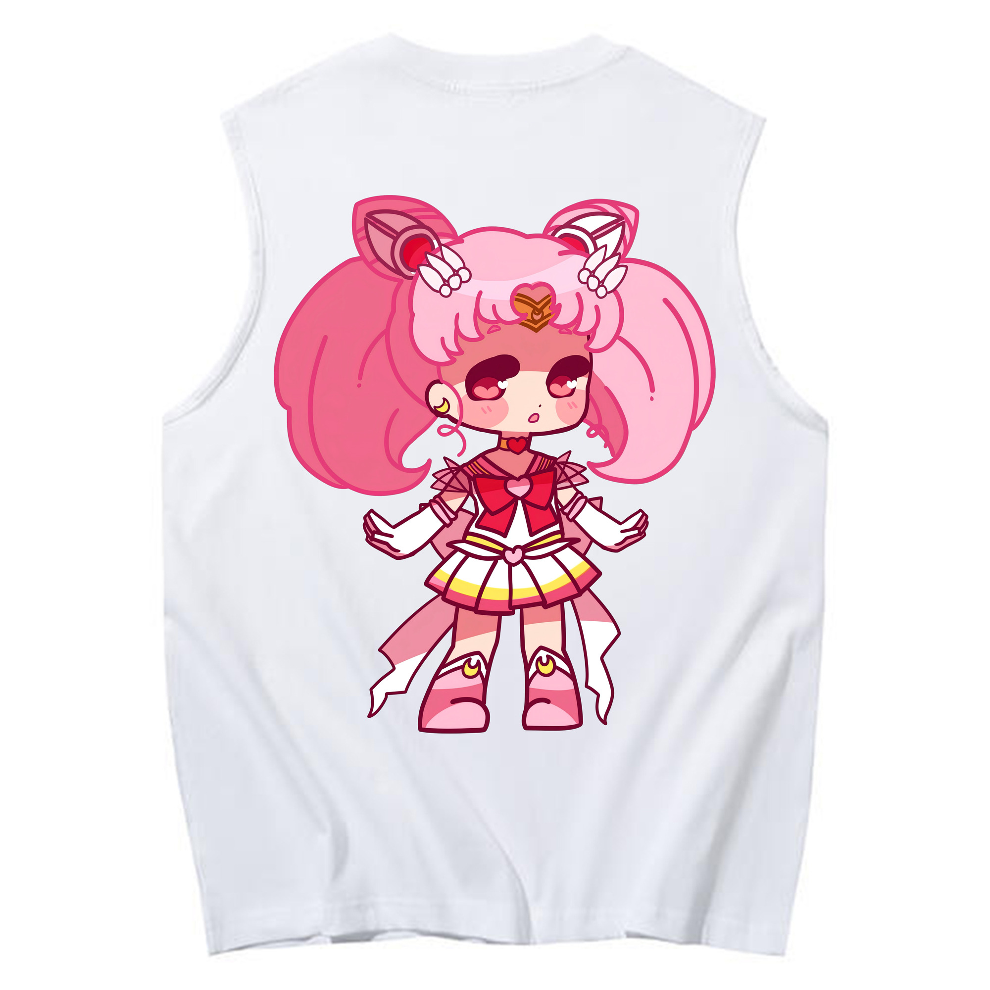 （画像用） 美少女戦士セーラームーン ちびうさ Sailor Moon Chibiusa Tsukino Usagi Small Lady Serenity コットン100％タンクトップ（背面プリント）
