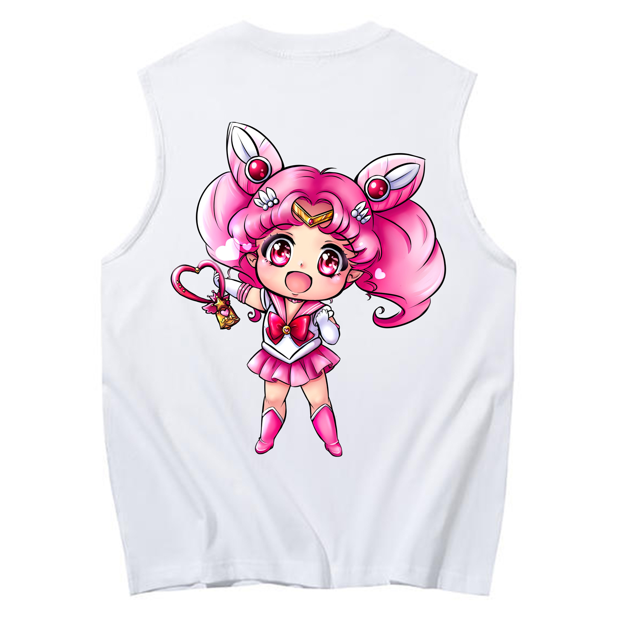 （画像用） 美少女戦士セーラームーン ちびうさ Sailor Moon Chibiusa Tsukino Usagi Small Lady Serenity コットン100％タンクトップ（背面プリント）