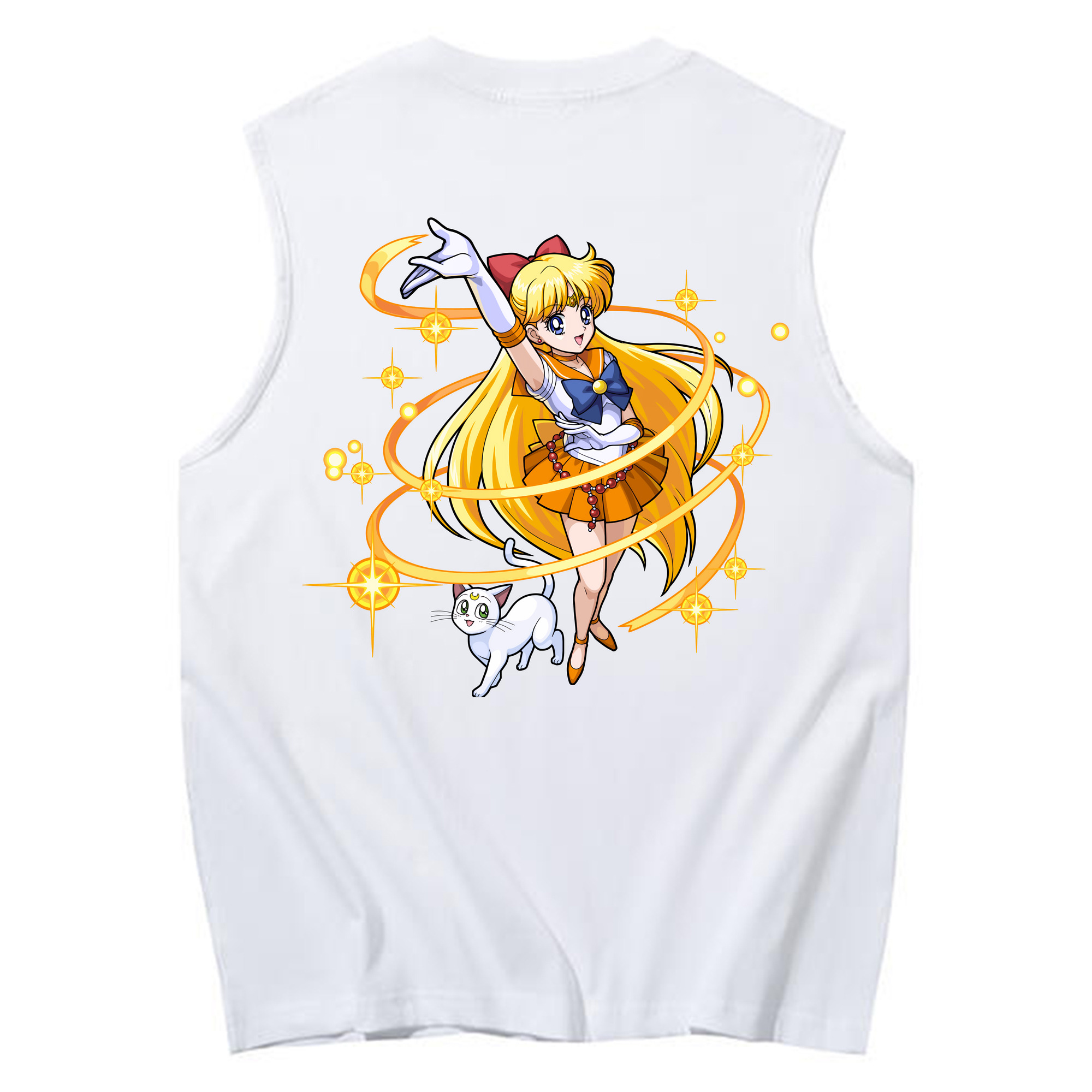 （画像用） 美少女戦士セーラームーン 愛野 美奈子 あいの みなこ Sailor Moon Aino Minako コットン100％タンクトップ（背面プリント）