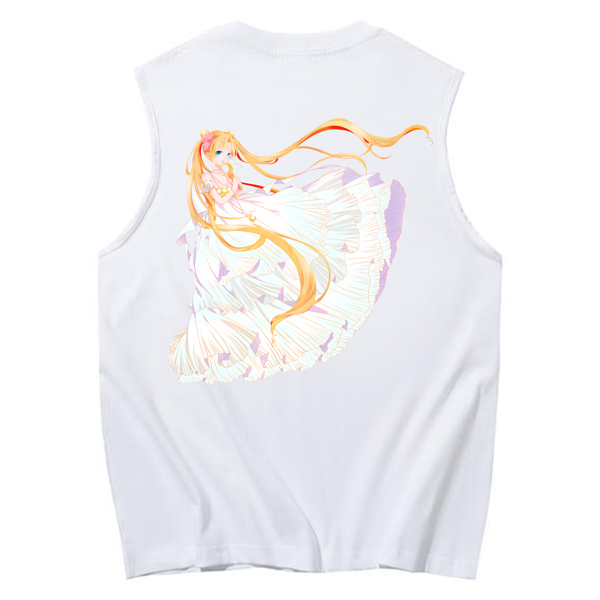 （画像用） 美少女戦士セーラームーン 愛野 美奈子 あいの みなこ Sailor Moon Aino Minako コットン100％タンクトップ（背面プリント）