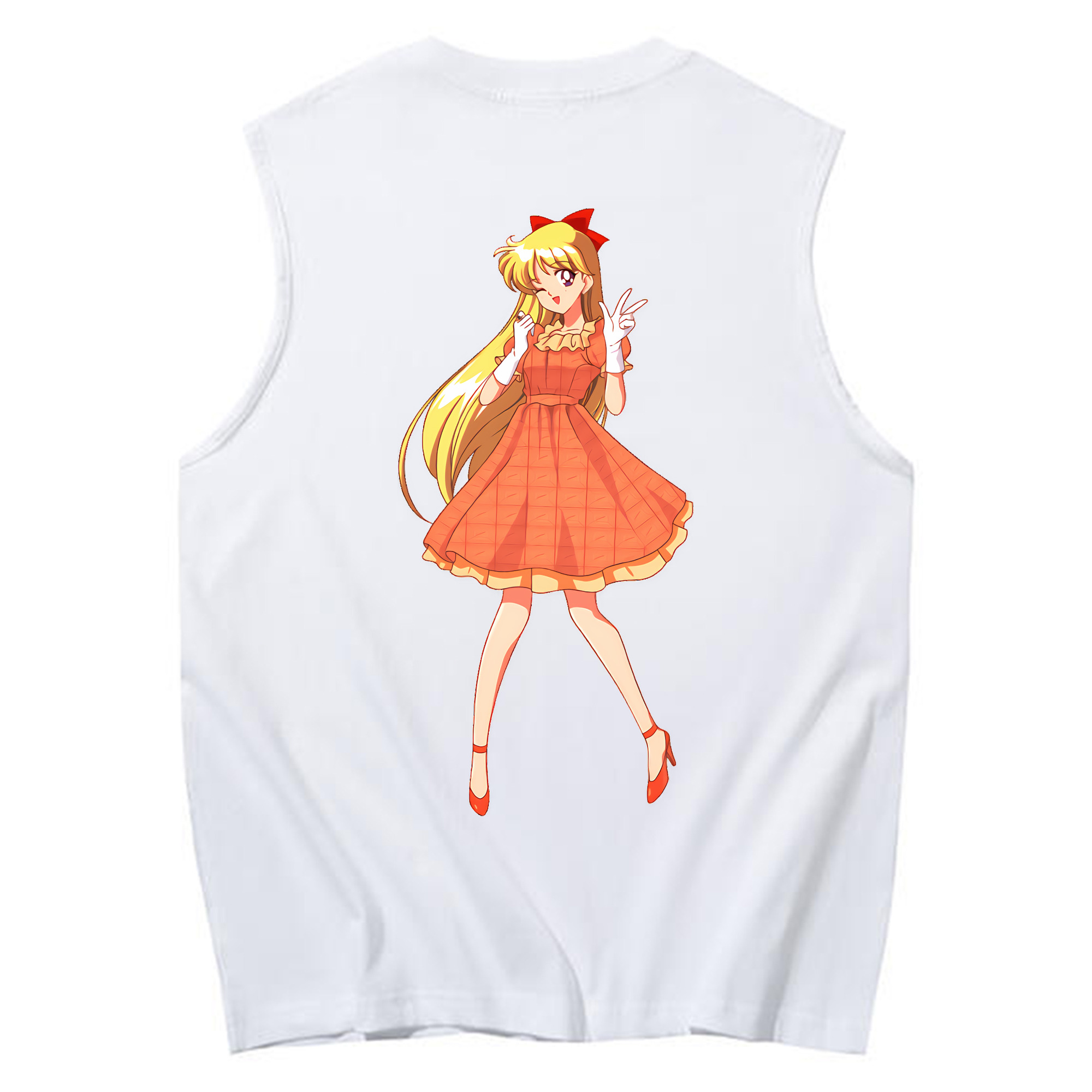 （画像用） 美少女戦士セーラームーン 愛野 美奈子 あいの みなこ Sailor Moon Aino Minako コットン100％タンクトップ（背面プリント）