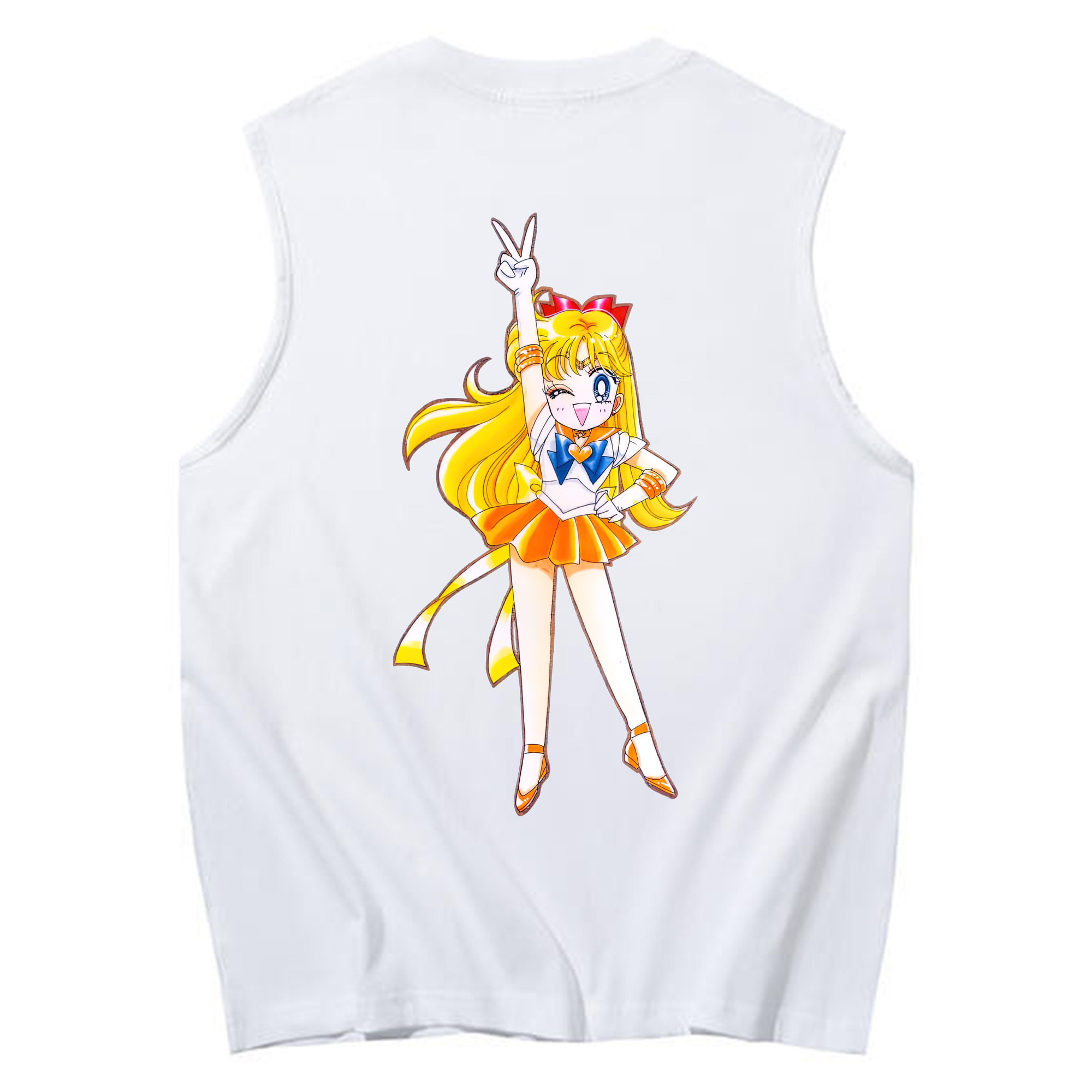 （画像用） 美少女戦士セーラームーン 愛野 美奈子 あいの みなこ Sailor Moon Aino Minako コットン100％タンクトップ（背面プリント）