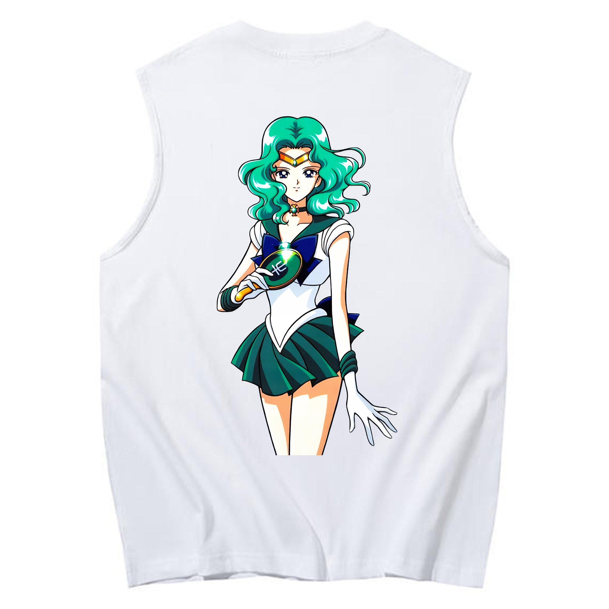 （画像用） 美少女戦士セーラームーン 海王 みちる（かいおう みちる） Sailor Moon Kaiou Michiru コットン100％タンクトップ（背面プリント）