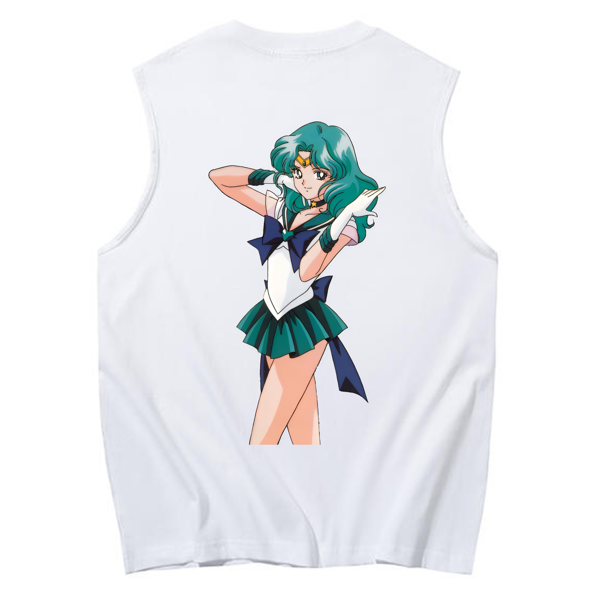 （画像用） 美少女戦士セーラームーン 海王 みちる（かいおう みちる） Sailor Moon Kaiou Michiru コットン100％タンクトップ（背面プリント）