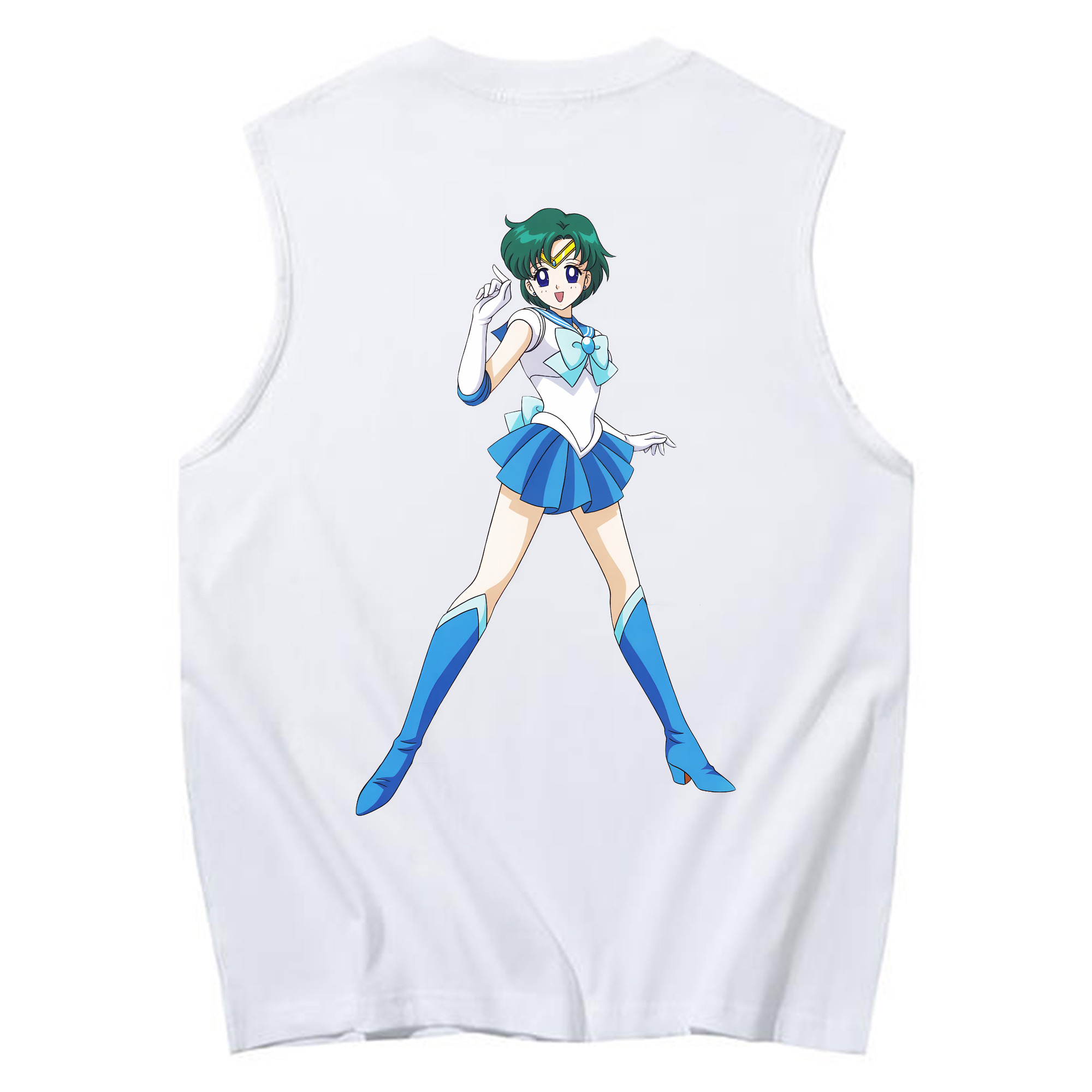 （画像用） 美少女戦士セーラームーン 海王 みちる（かいおう みちる） Sailor Moon Kaiou Michiru コットン100％タンクトップ（背面プリント）