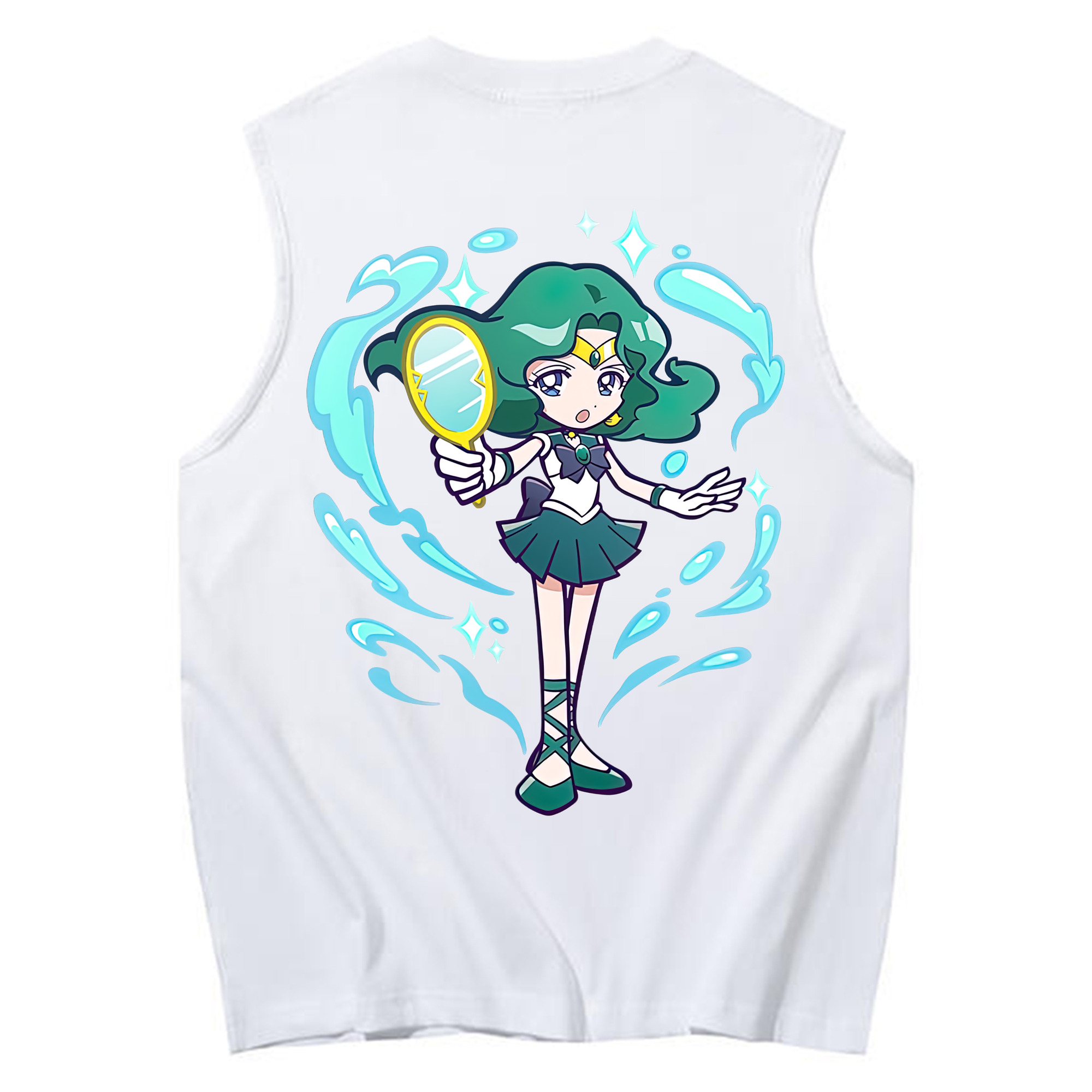 （画像用） 美少女戦士セーラームーン 海王 みちる（かいおう みちる） Sailor Moon Kaiou Michiru コットン100％タンクトップ（背面プリント）
