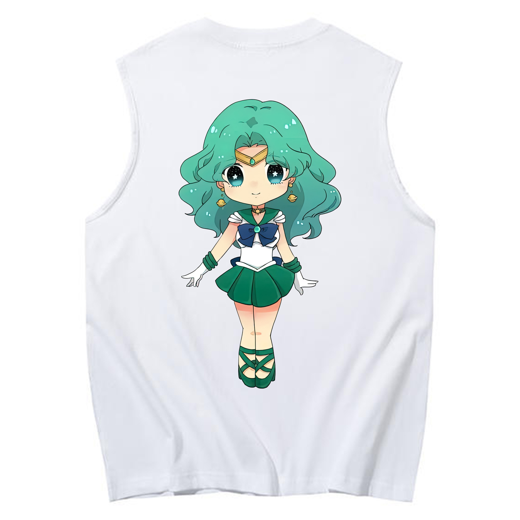（画像用） 美少女戦士セーラームーン 海王 みちる（かいおう みちる） Sailor Moon Kaiou Michiru コットン100％タンクトップ（背面プリント）