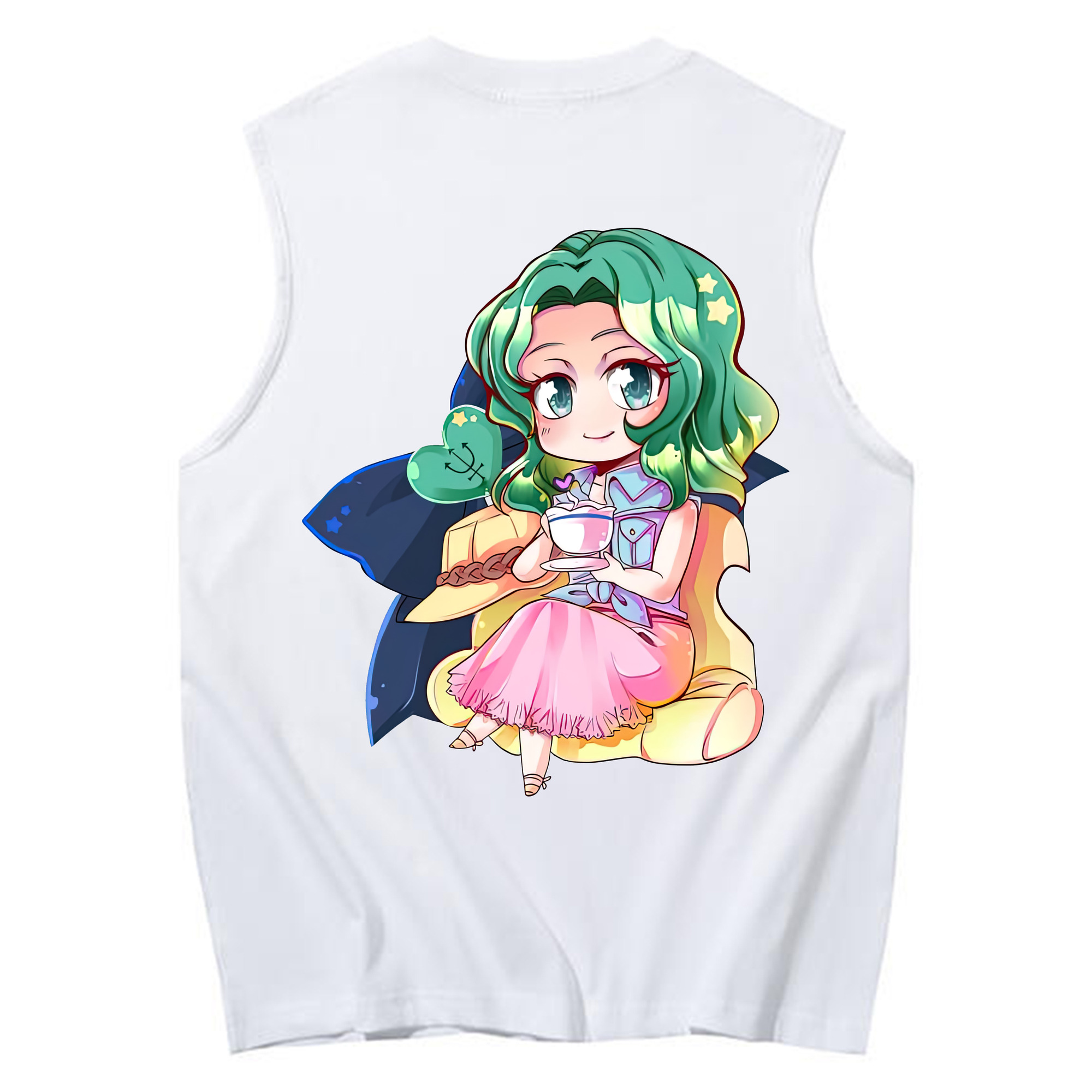 （画像用） 美少女戦士セーラームーン 海王 みちる（かいおう みちる） Sailor Moon Kaiou Michiru コットン100％タンクトップ（背面プリント）