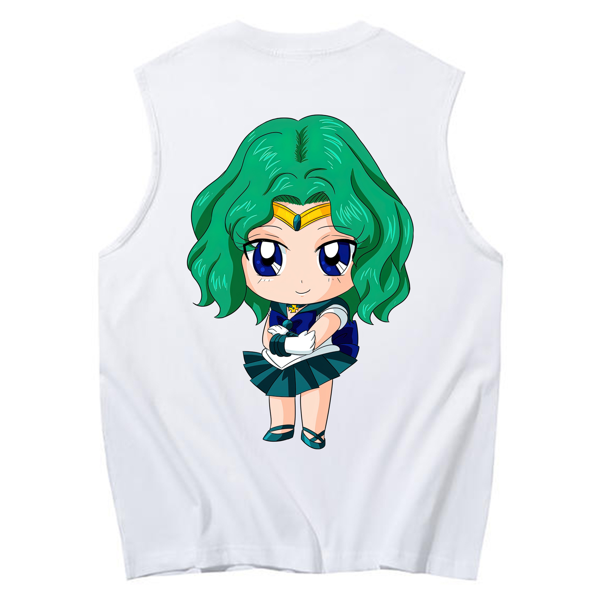 （画像用） 美少女戦士セーラームーン 海王 みちる（かいおう みちる） Sailor Moon Kaiou Michiru コットン100％タンクトップ（背面プリント）