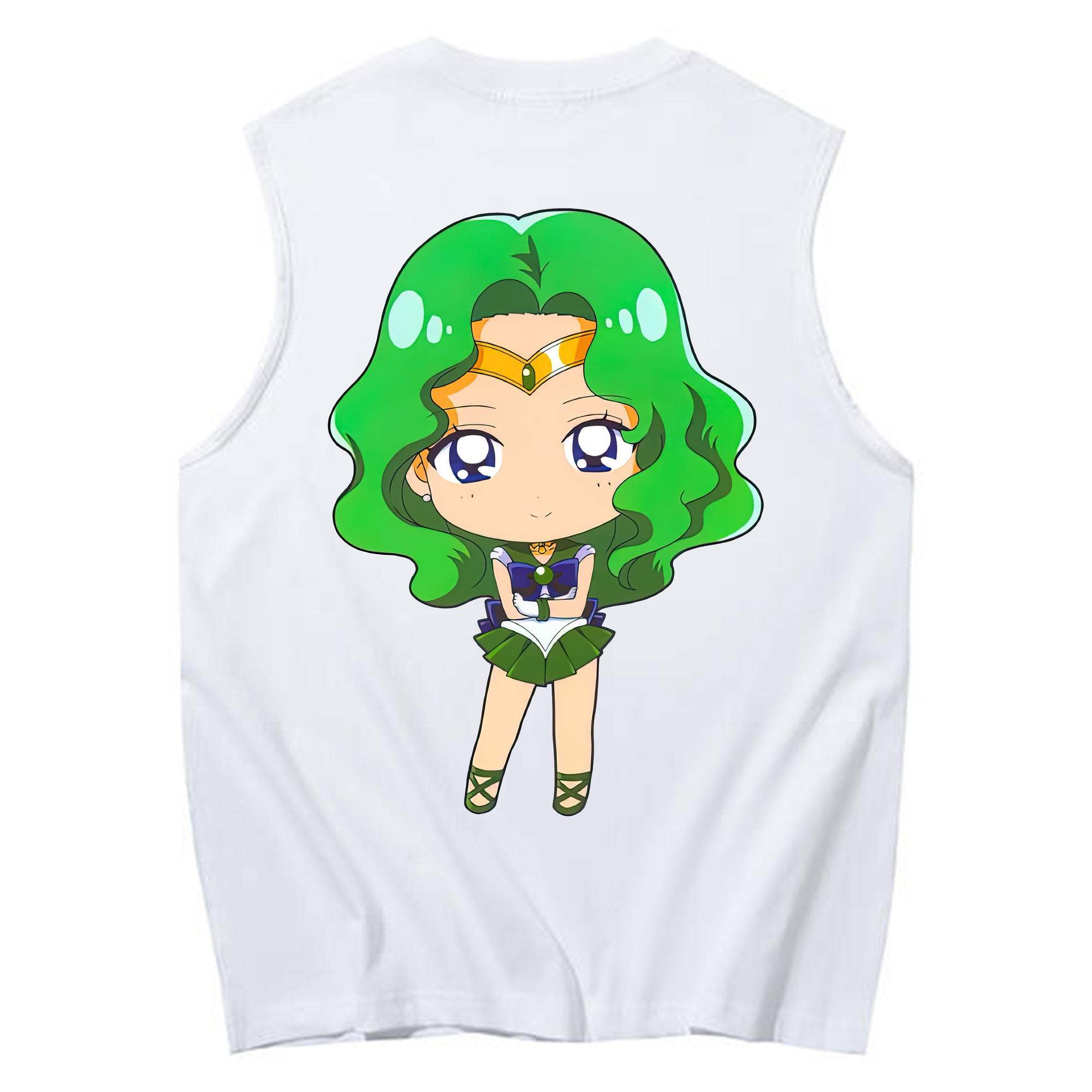 （画像用） 美少女戦士セーラームーン 海王 みちる（かいおう みちる） Sailor Moon Kaiou Michiru コットン100％タンクトップ（背面プリント）