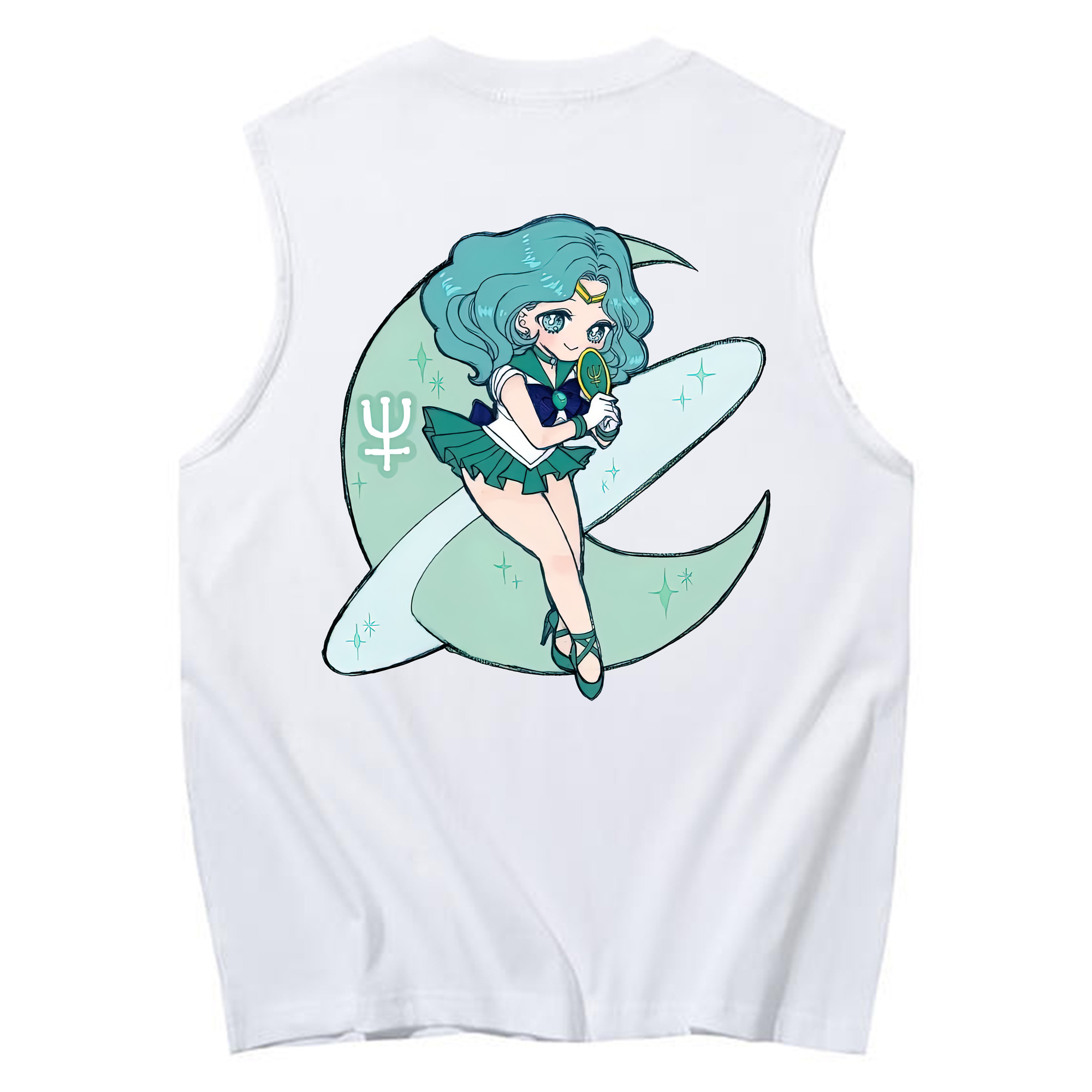 （画像用） 美少女戦士セーラームーン 海王 みちる（かいおう みちる） Sailor Moon Kaiou Michiru コットン100％タンクトップ（背面プリント）