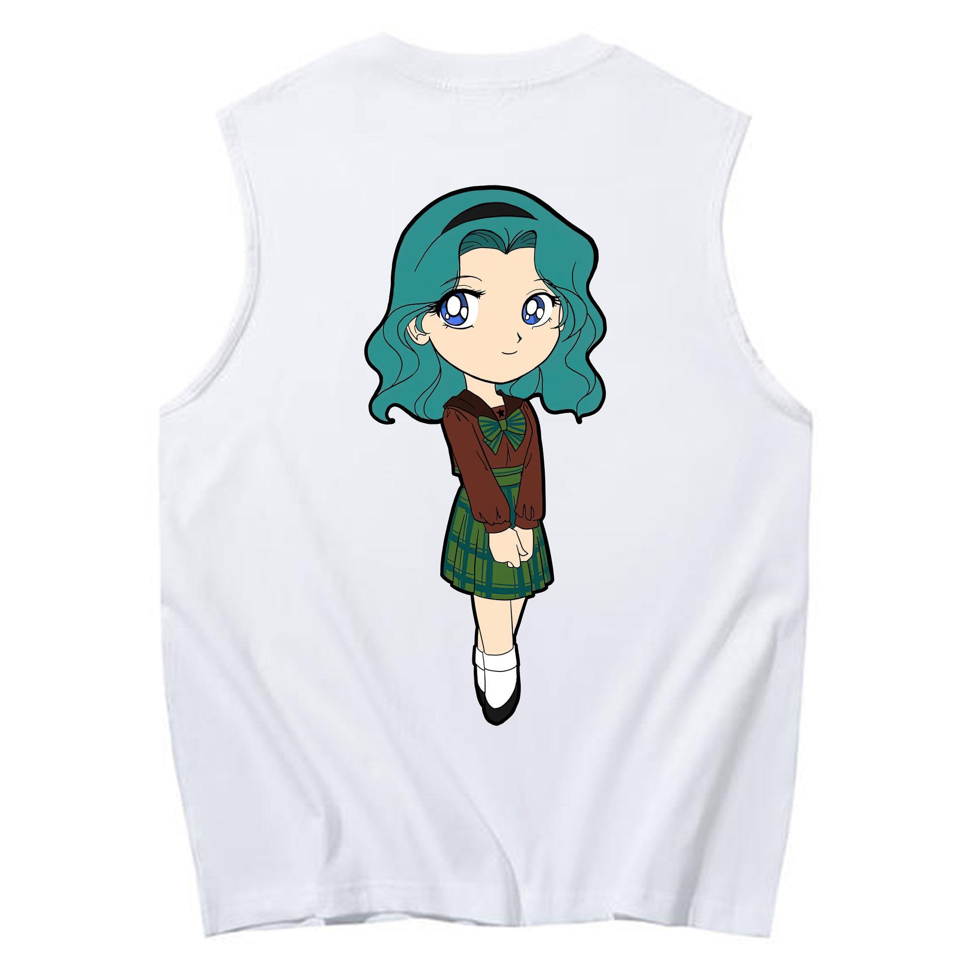 （画像用） 美少女戦士セーラームーン 海王 みちる（かいおう みちる） Sailor Moon Kaiou Michiru コットン100％タンクトップ（背面プリント）