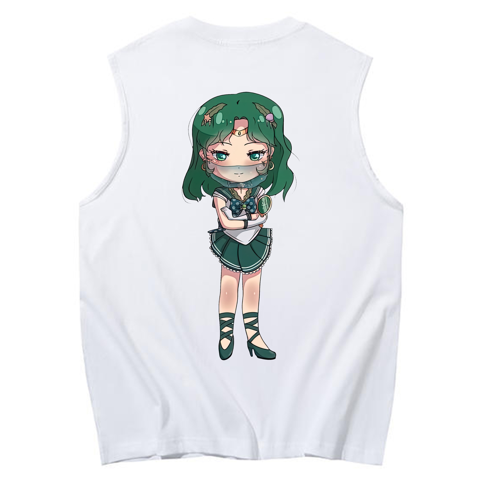 （画像用） 美少女戦士セーラームーン 海王 みちる（かいおう みちる） Sailor Moon Kaiou Michiru コットン100％タンクトップ（背面プリント）