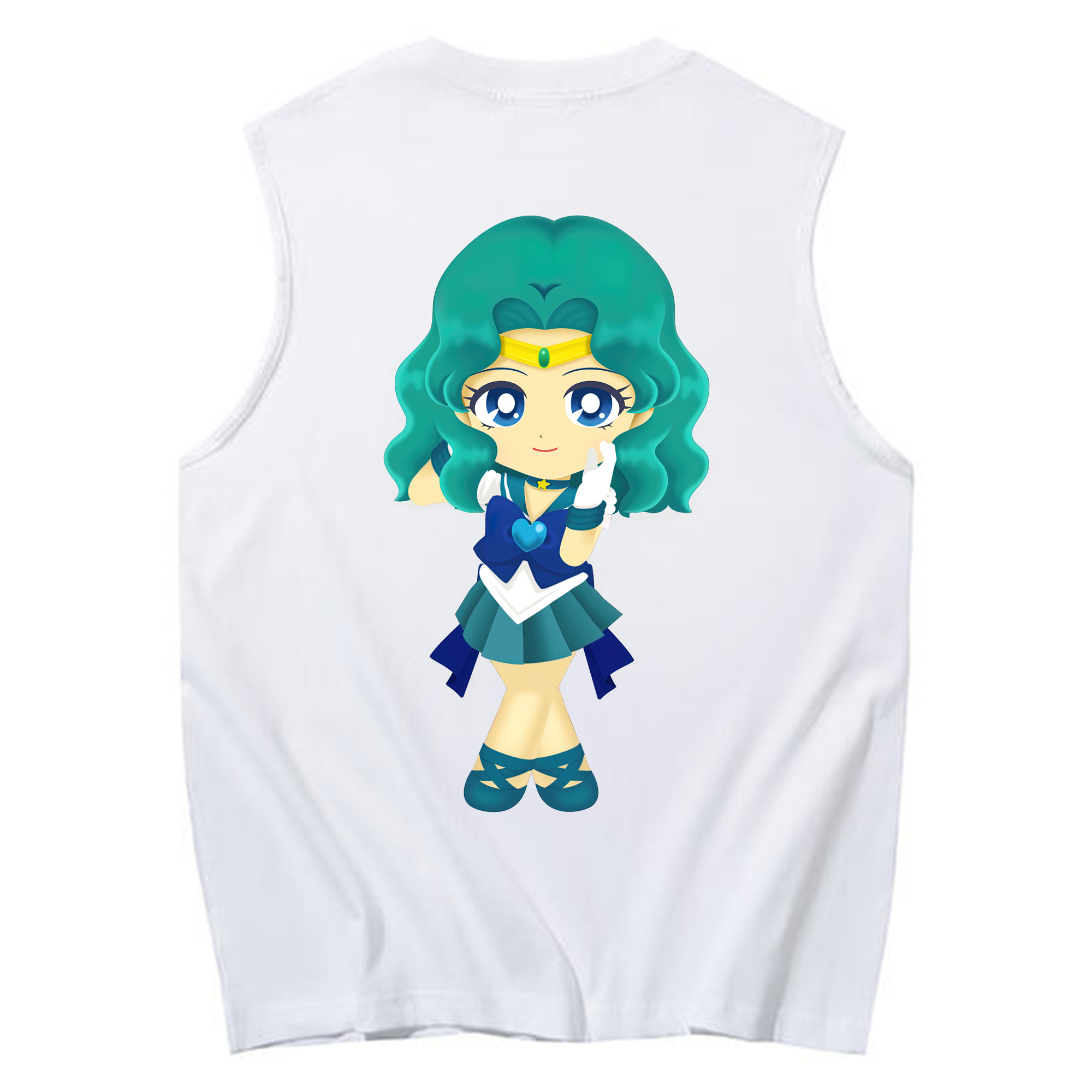 （画像用） 美少女戦士セーラームーン 海王 みちる（かいおう みちる） Sailor Moon Kaiou Michiru コットン100％タンクトップ（背面プリント）