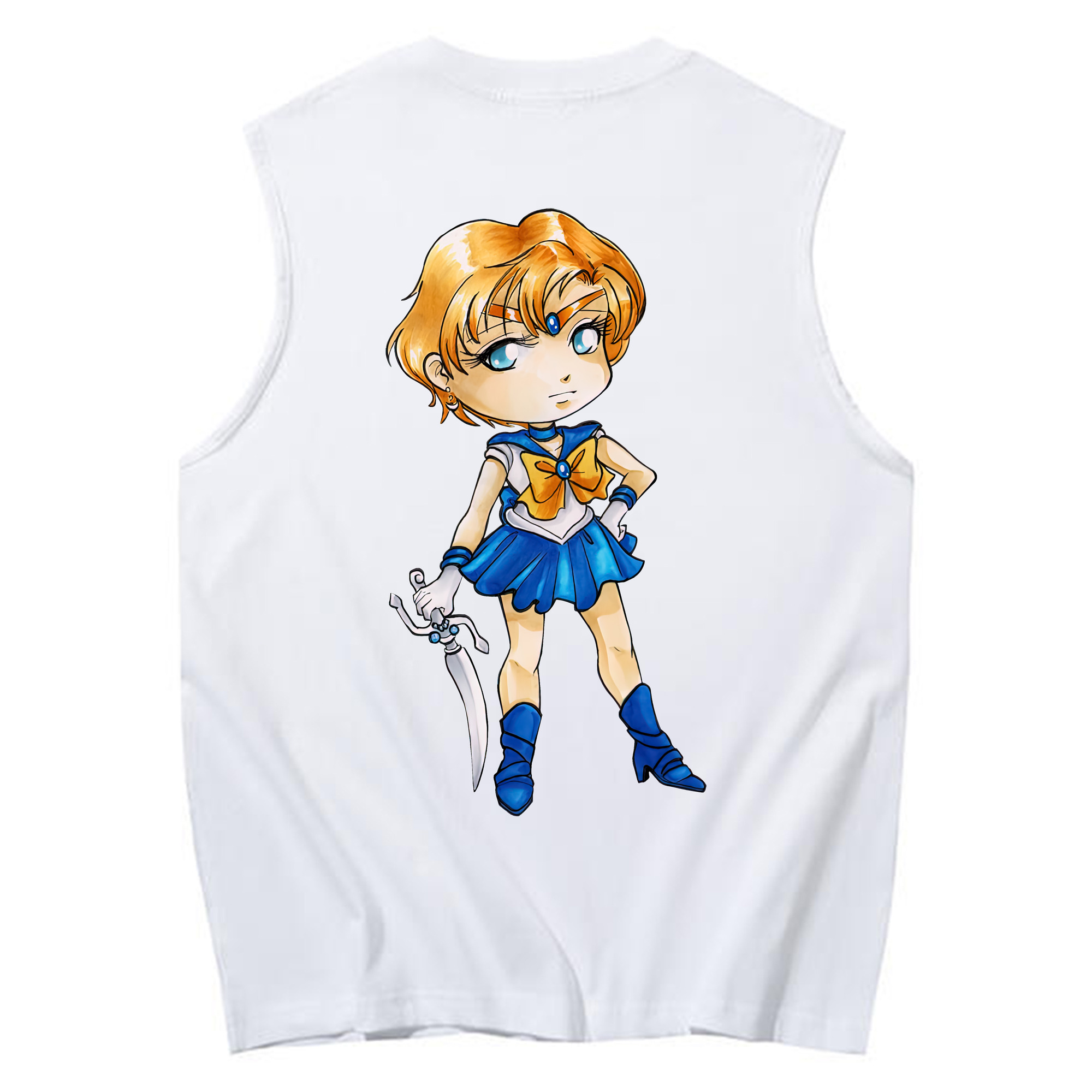 （画像用） 美少女戦士セーラームーン 天王はるか Sailor Moon Tenoh Haruka コットン100％タンクトップ（背面プリント）