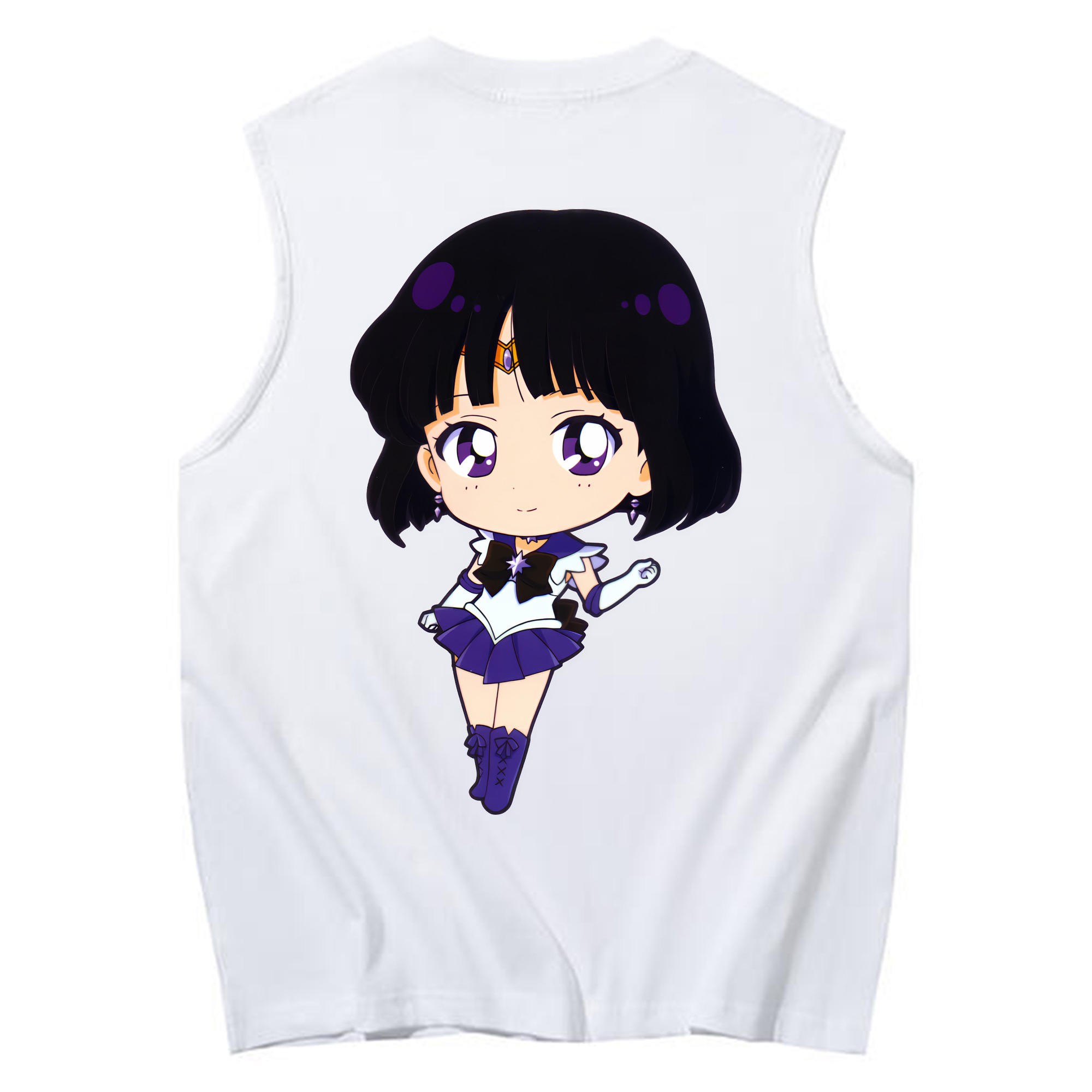（画像用） 美少女戦士セーラームーン 土萠ほたる Sailor Moon Tomoe Hotaru （セーラーサターン；Sailor Saturn） コットン100％タンクトップ（背面プリント）