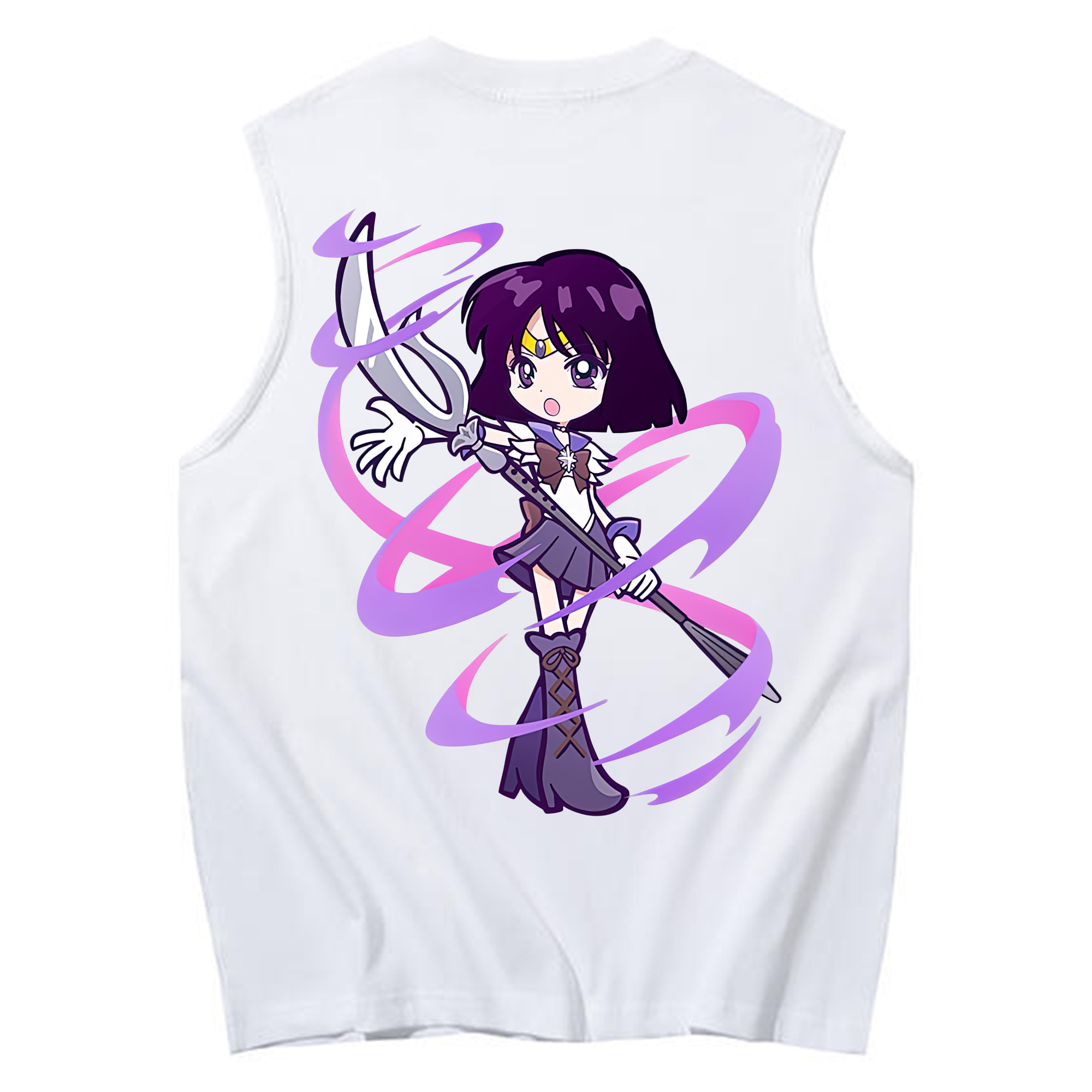 （画像用） 美少女戦士セーラームーン 土萠ほたる Sailor Moon Tomoe Hotaru （セーラーサターン；Sailor Saturn） コットン100％タンクトップ（背面プリント）