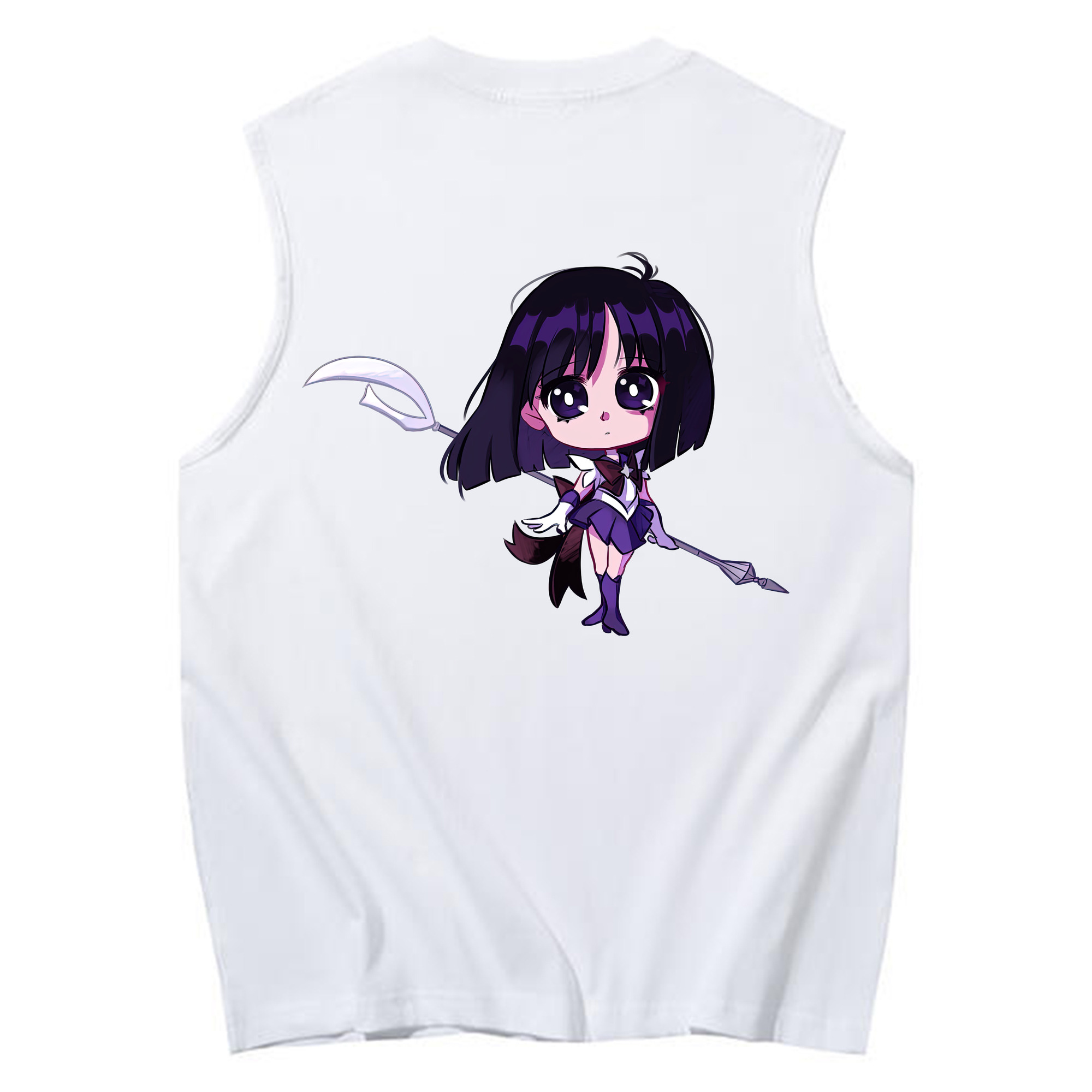 （画像用） 美少女戦士セーラームーン 土萠ほたる Sailor Moon Tomoe Hotaru （セーラーサターン；Sailor Saturn） コットン100％タンクトップ（背面プリント）