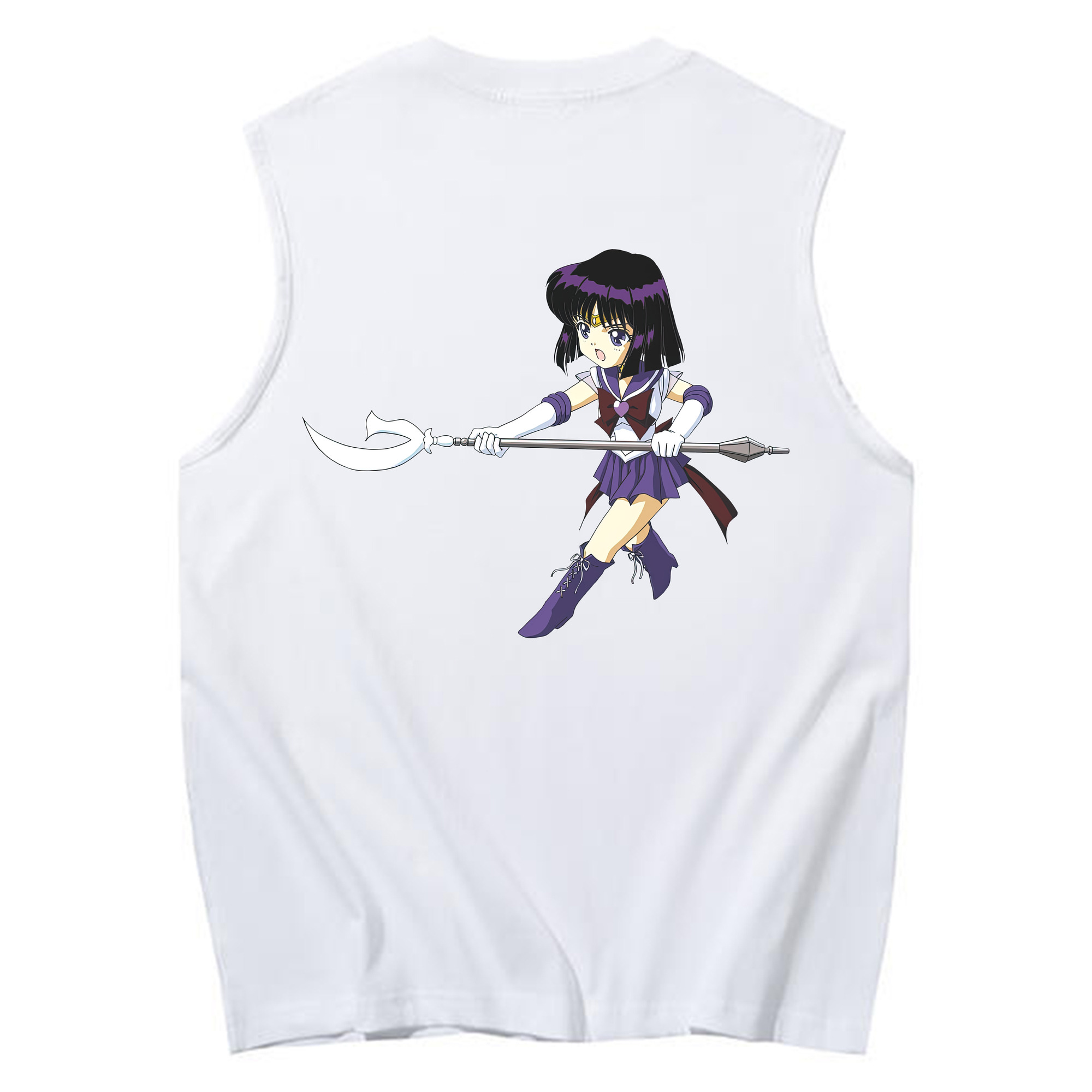 （画像用） 美少女戦士セーラームーン 土萠ほたる Sailor Moon Tomoe Hotaru （セーラーサターン；Sailor Saturn） コットン100％タンクトップ（背面プリント）