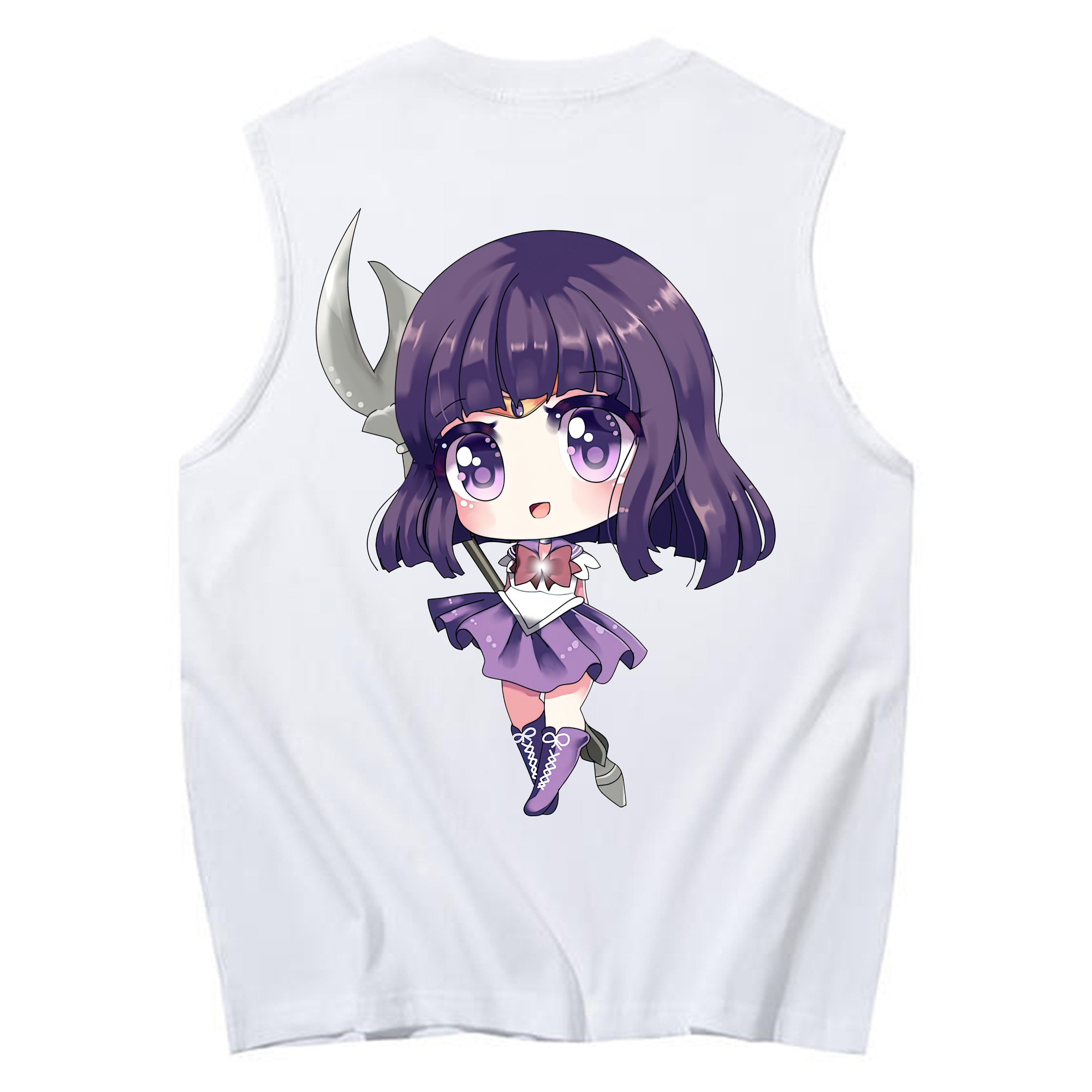 （画像用） 美少女戦士セーラームーン 土萠ほたる Sailor Moon Tomoe Hotaru （セーラーサターン；Sailor Saturn） コットン100％タンクトップ（背面プリント）