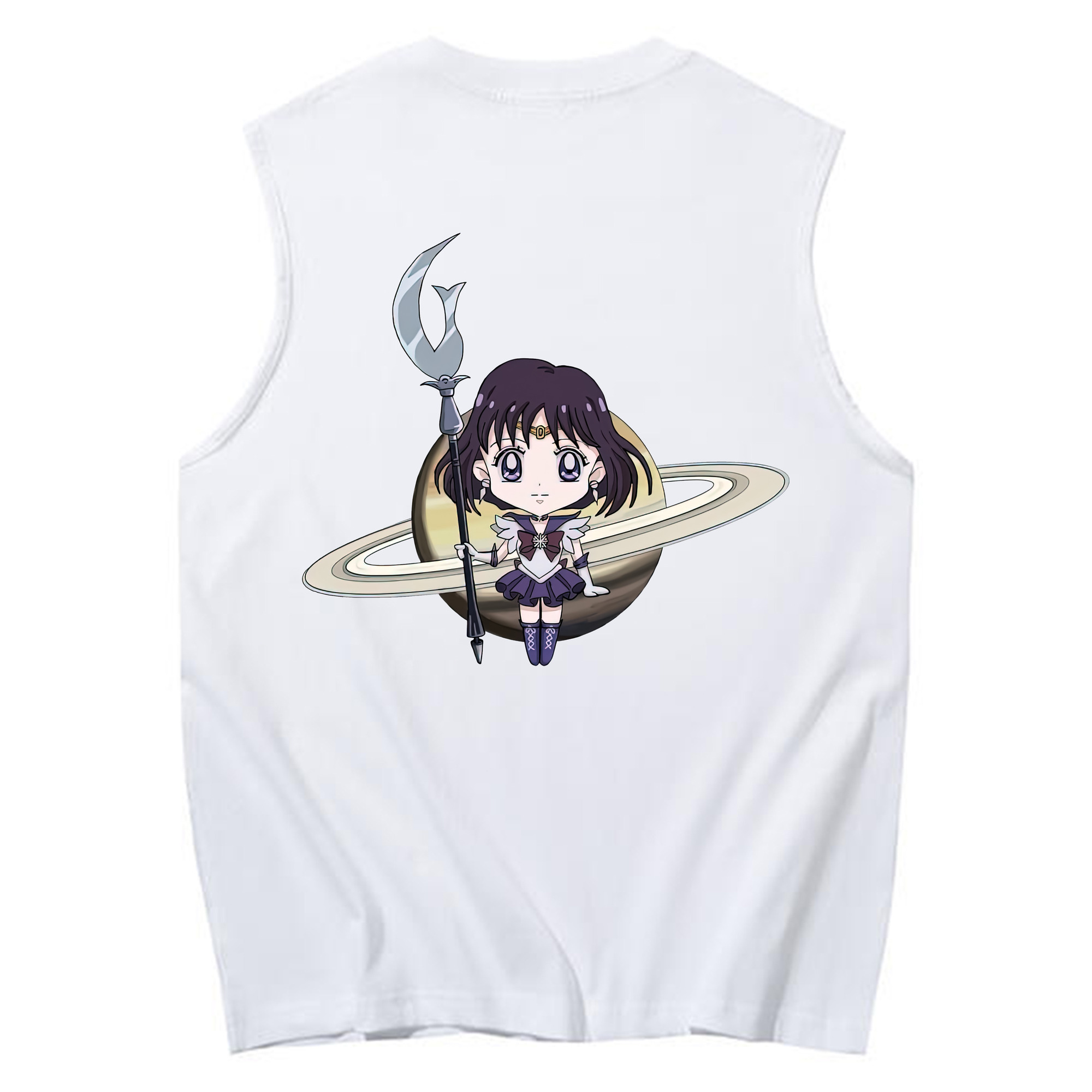 （画像用） 美少女戦士セーラームーン 土萠ほたる Sailor Moon Tomoe Hotaru （セーラーサターン；Sailor Saturn） コットン100％タンクトップ（背面プリント）