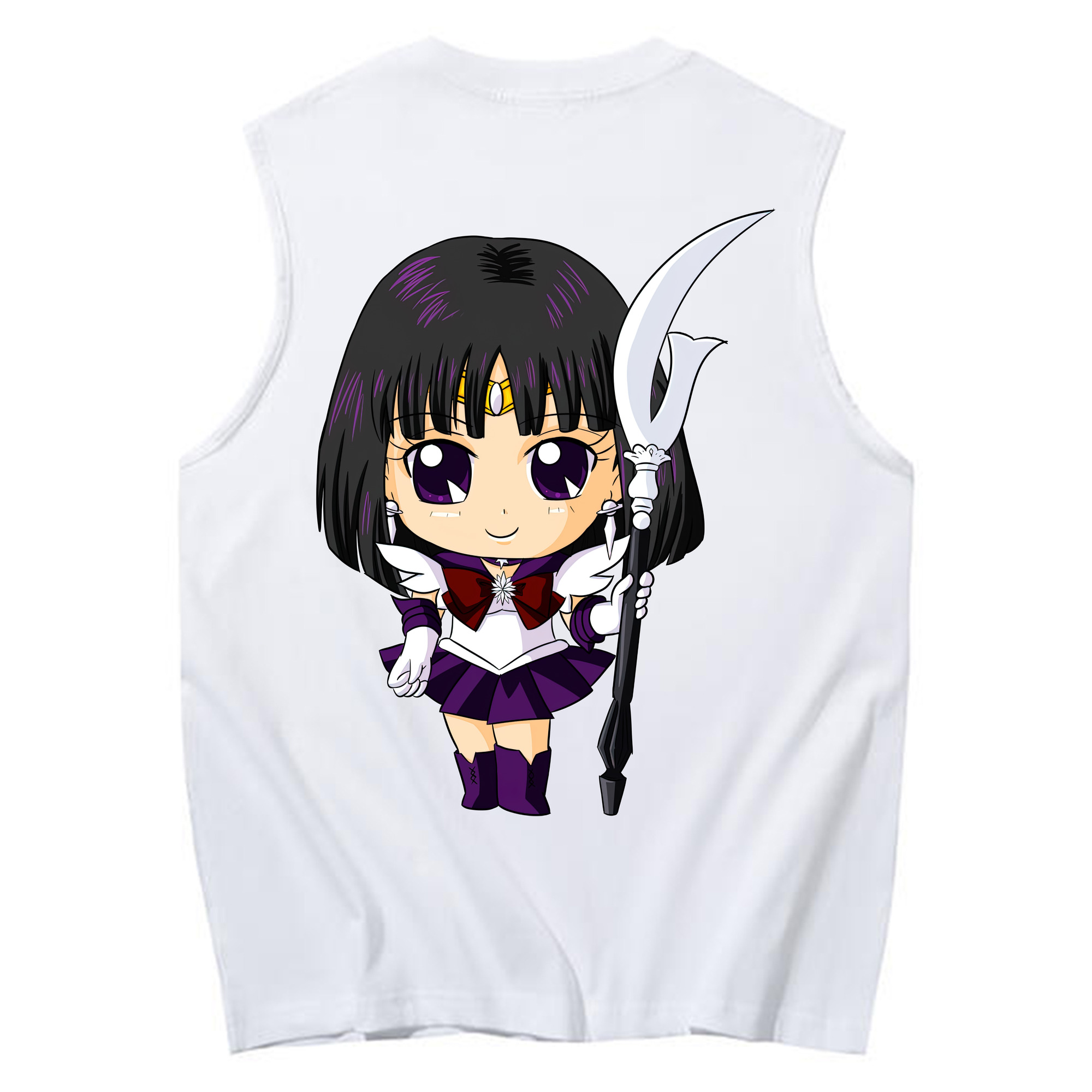 （画像用） 美少女戦士セーラームーン 土萠ほたる Sailor Moon Tomoe Hotaru （セーラーサターン；Sailor Saturn） コットン100％タンクトップ（背面プリント）