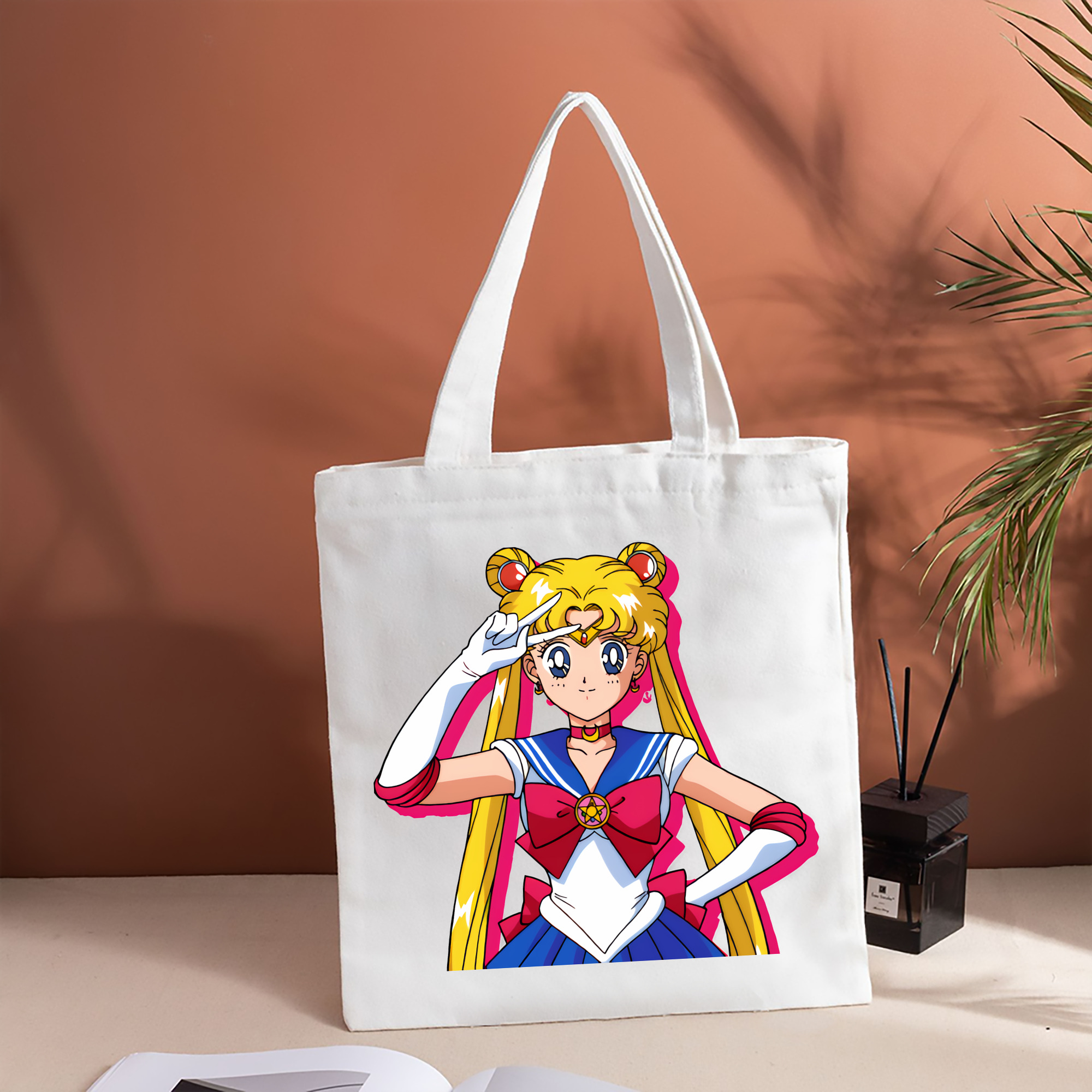 美少女戦士セーラームーン 月野 うさぎ つきの うさぎ Sailor Moon Tsukino Usagi 縦型キャンバス生地手提げバッグ　トートバッグ