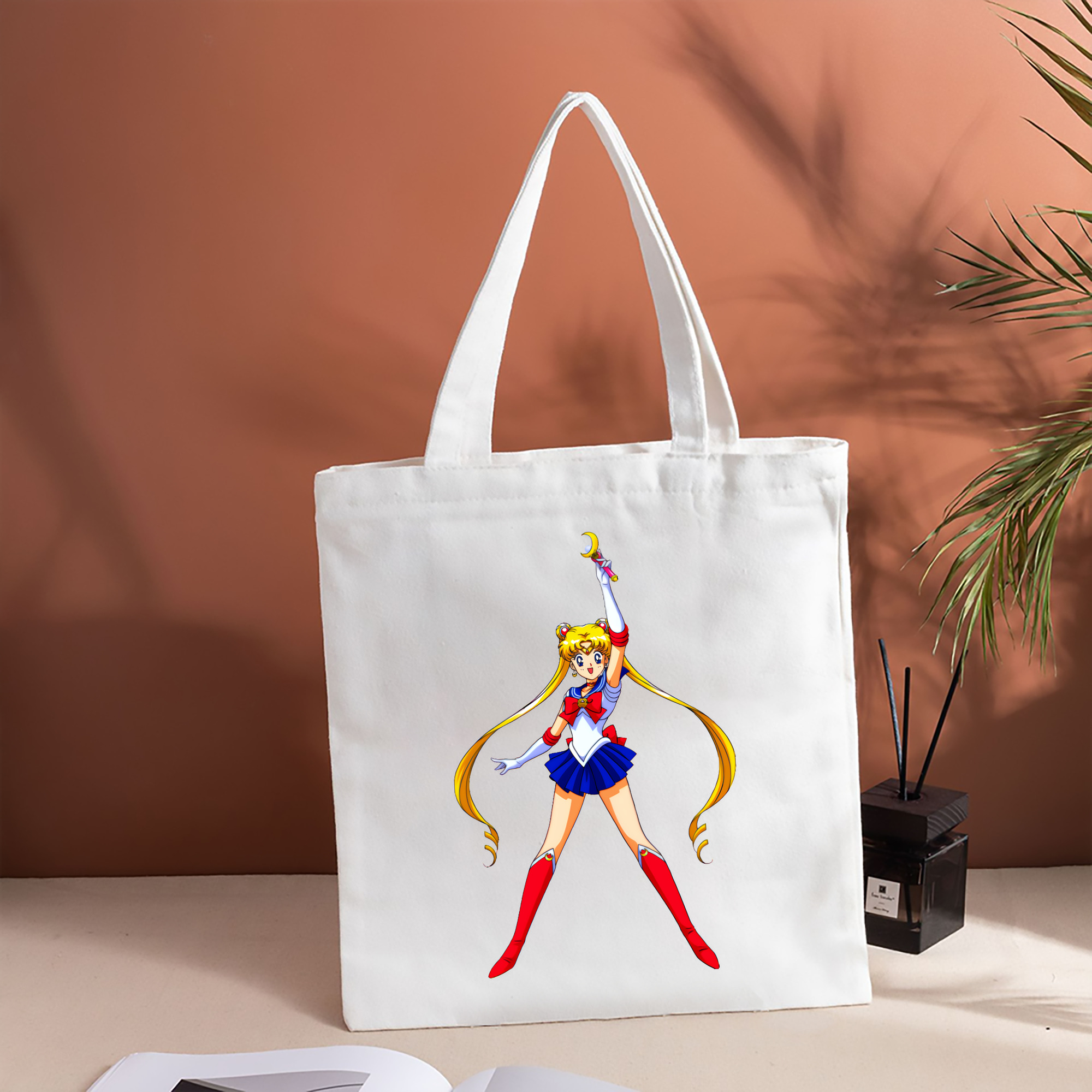 美少女戦士セーラームーン 月野 うさぎ つきの うさぎ Sailor Moon Tsukino Usagi 縦型キャンバス生地手提げバッグ　トートバッグ