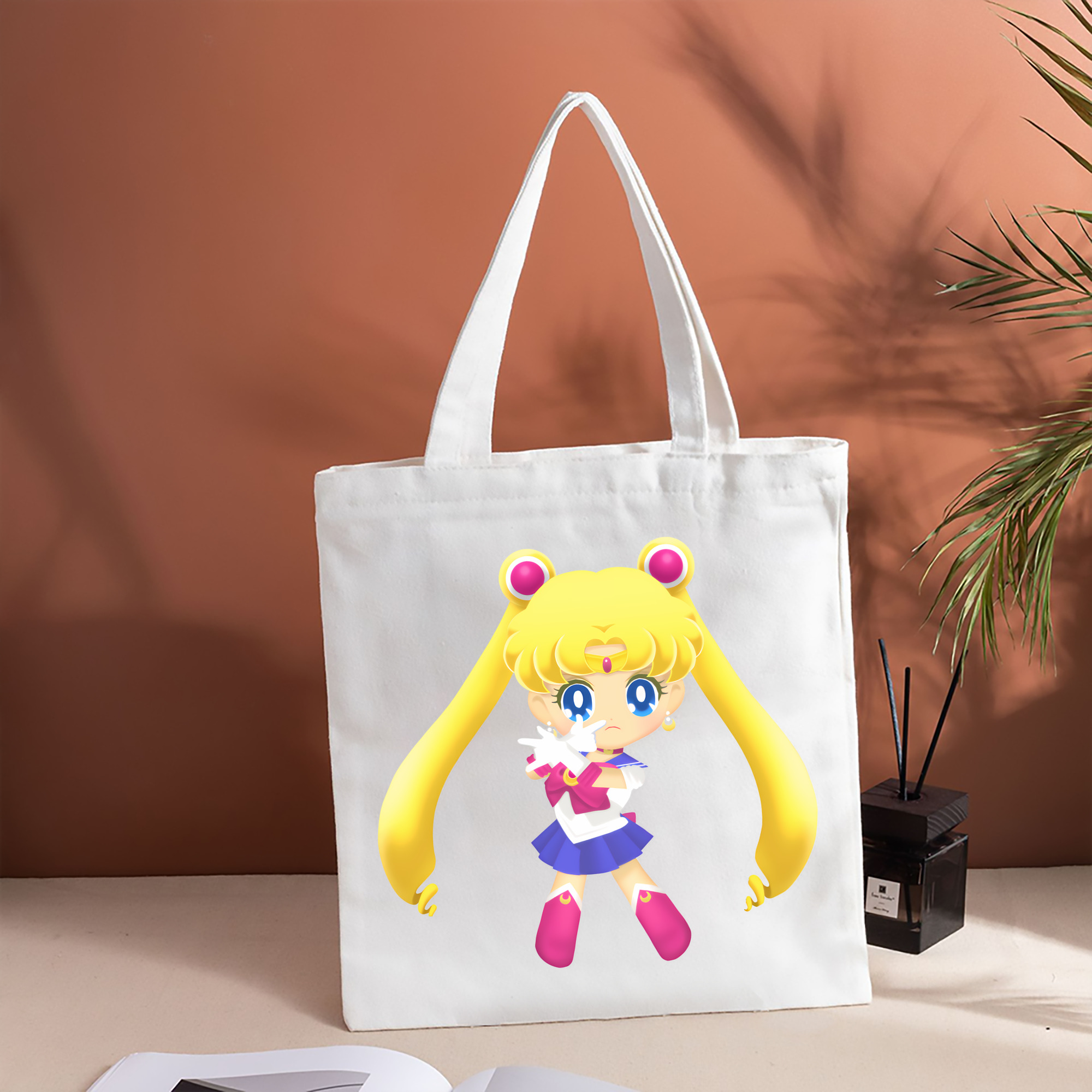 美少女戦士セーラームーン 月野 うさぎ つきの うさぎ Sailor Moon Tsukino Usagi 縦型キャンバス生地手提げバッグ　トートバッグ