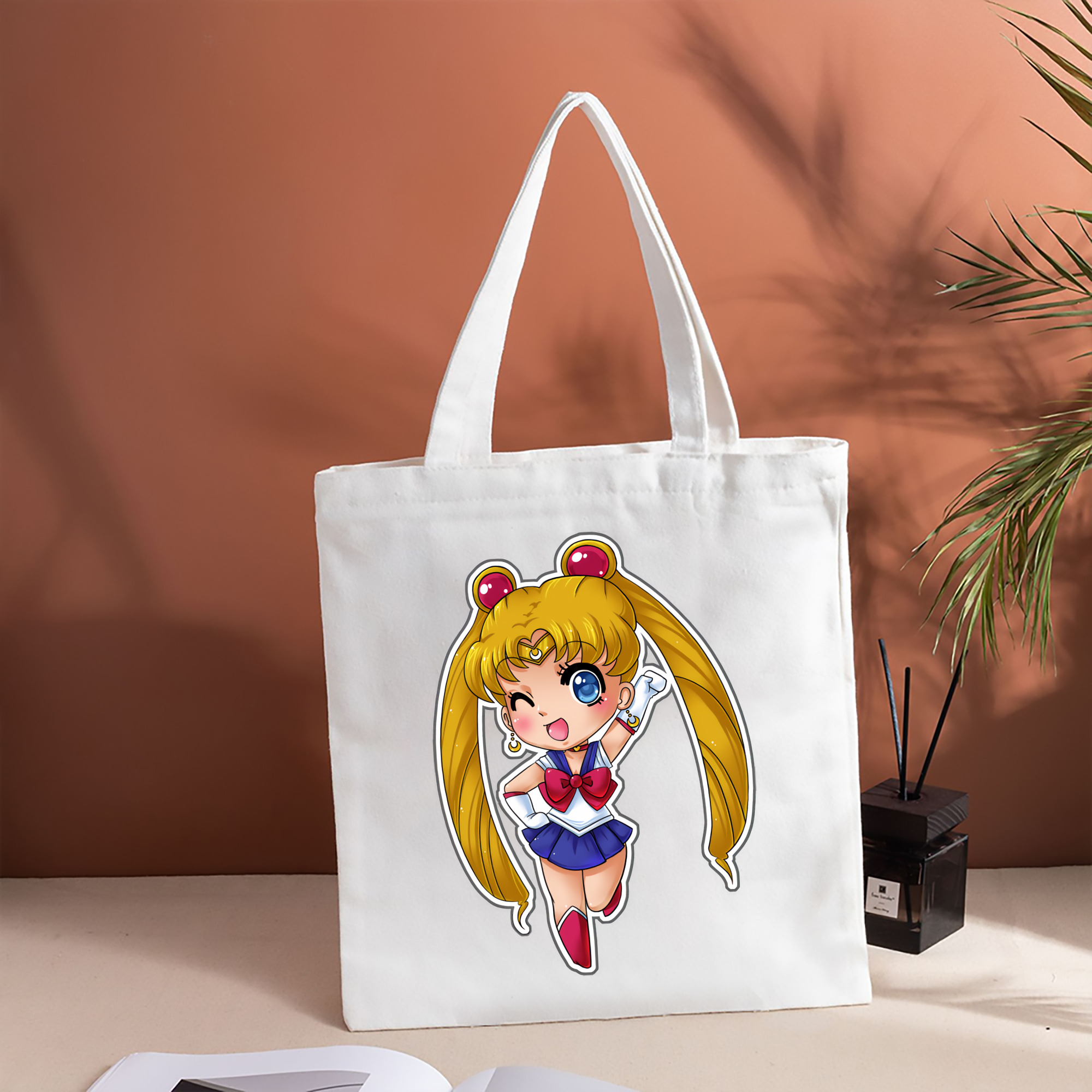 美少女戦士セーラームーン 月野 うさぎ つきの うさぎ Sailor Moon Tsukino Usagi 縦型キャンバス生地手提げバッグ　トートバッグ