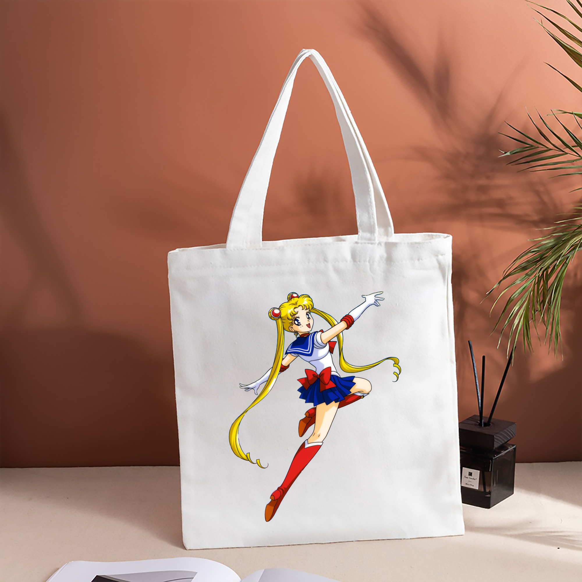 美少女戦士セーラームーン 月野 うさぎ つきの うさぎ Sailor Moon Tsukino Usagi 縦型キャンバス生地手提げバッグ　トートバッグ