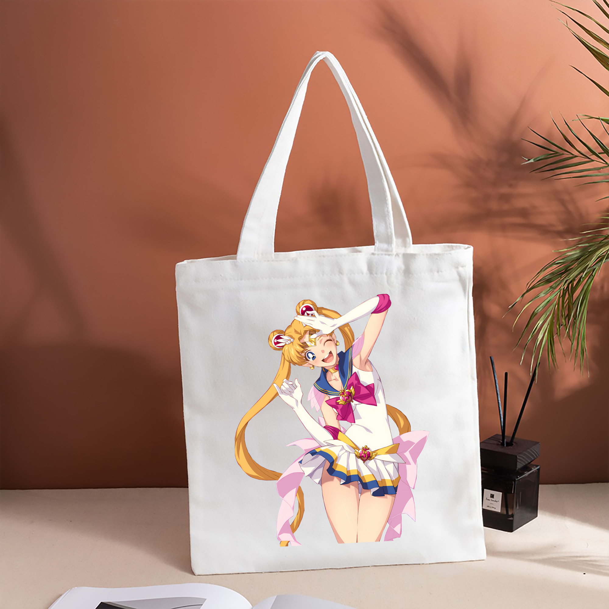 美少女戦士セーラームーン 月野 うさぎ つきの うさぎ Sailor Moon Tsukino Usagi 縦型キャンバス生地手提げバッグ　トートバッグ