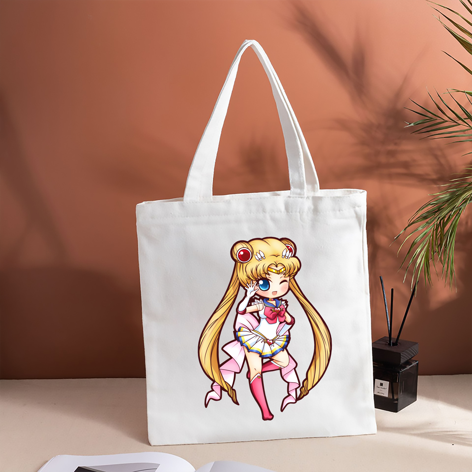 美少女戦士セーラームーン 月野 うさぎ つきの うさぎ Sailor Moon Tsukino Usagi 縦型キャンバス生地手提げバッグ　トートバッグ